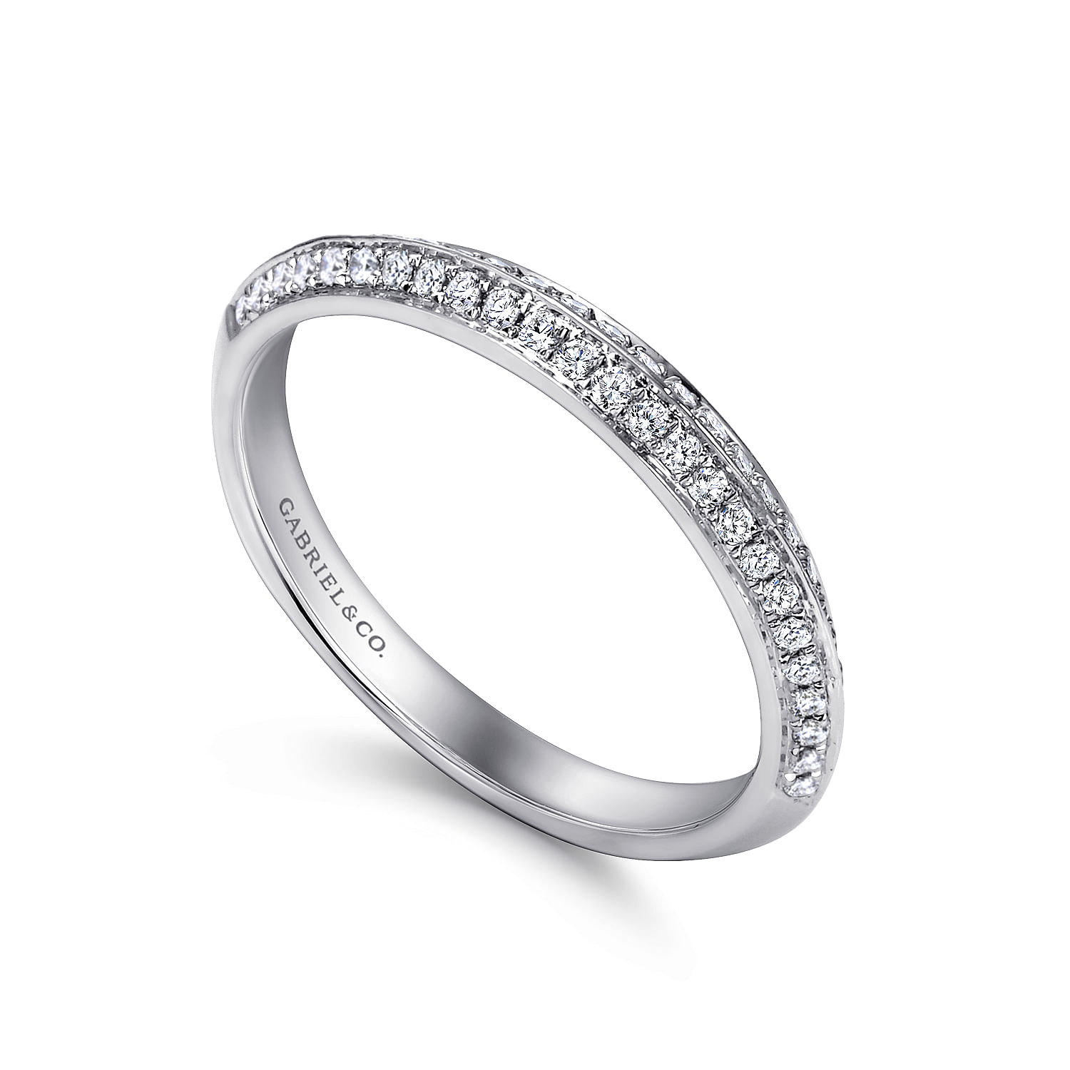 18k White Gold Victorian Straight Wedding Band angle 3 18k White Gold Victorian Straight Wedding Band angle 3