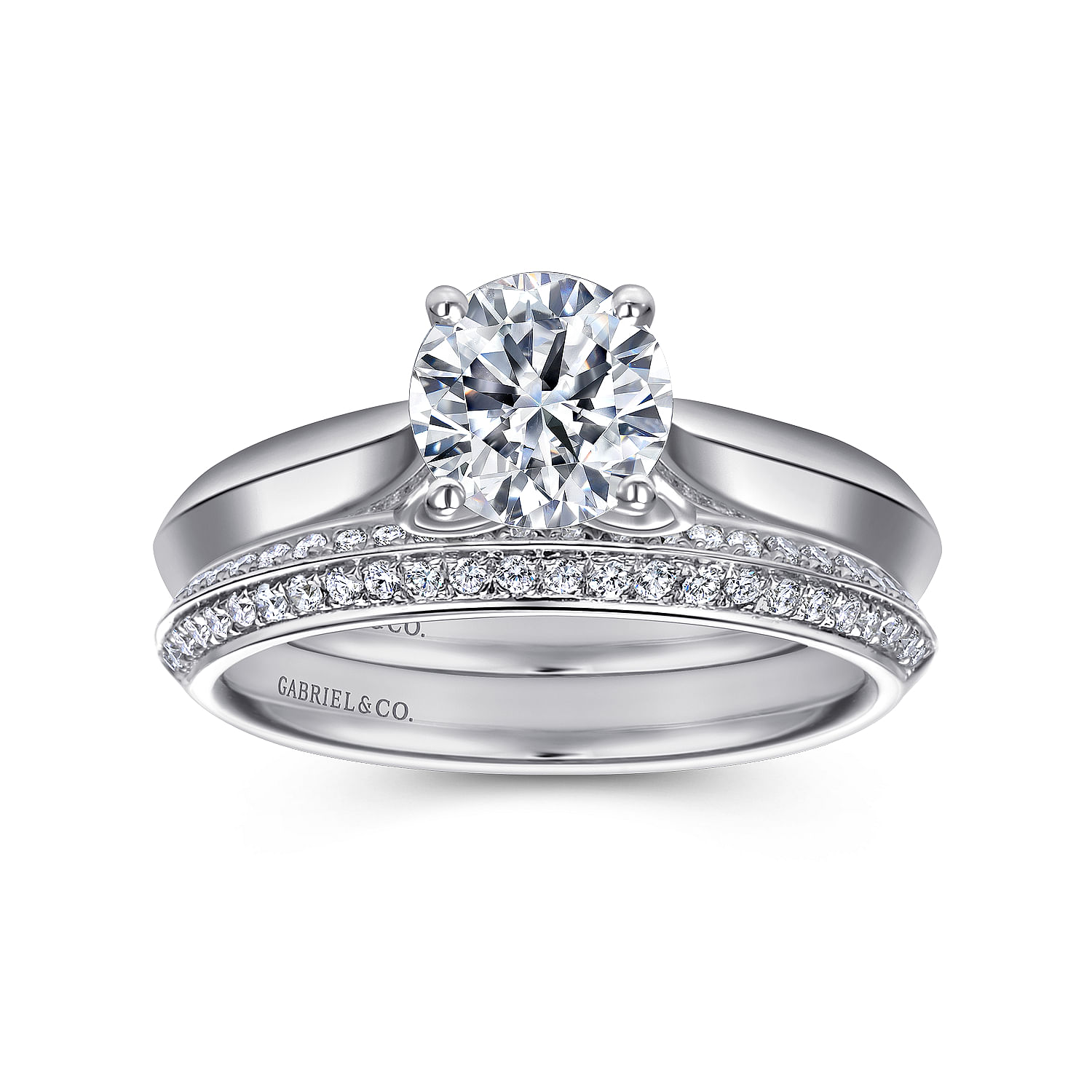 18k White Gold Victorian Straight Wedding Band angle 4 18k White Gold Victorian Straight Wedding Band angle 4