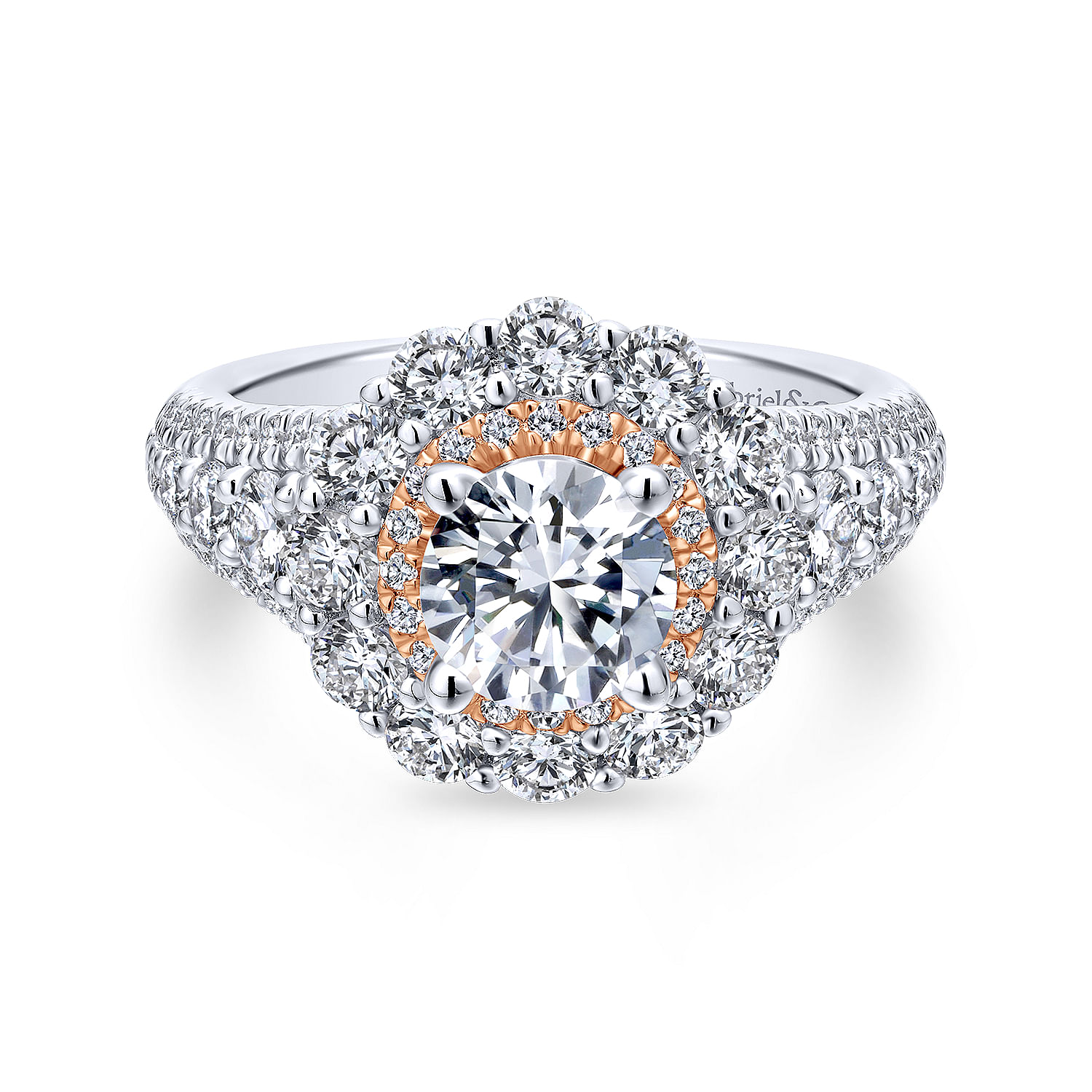 18k White/pink Gold Diamond Double Halo 18k White/pink Gold Diamond Double Halo