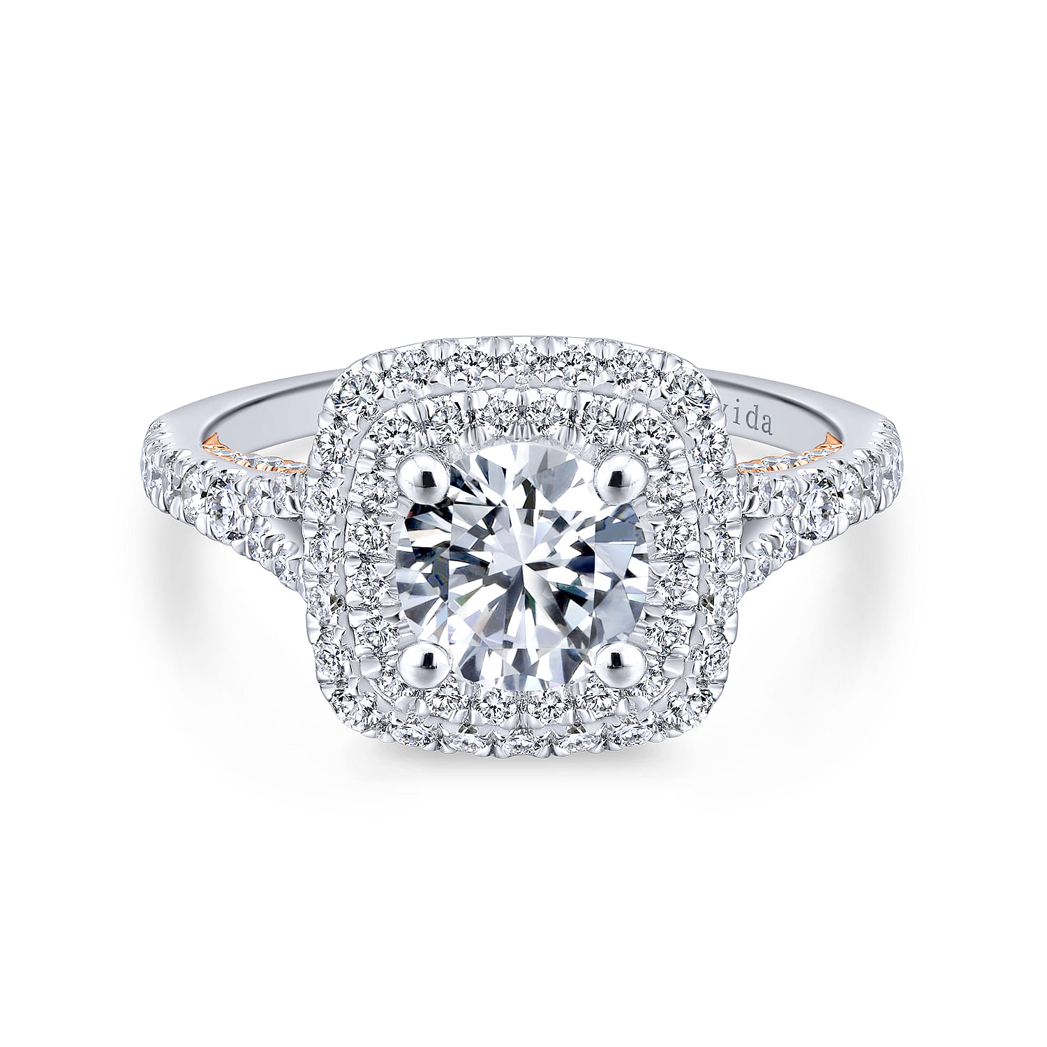 18k White/pink Gold Diamond Double Halo 18k White/pink Gold Diamond Double Halo