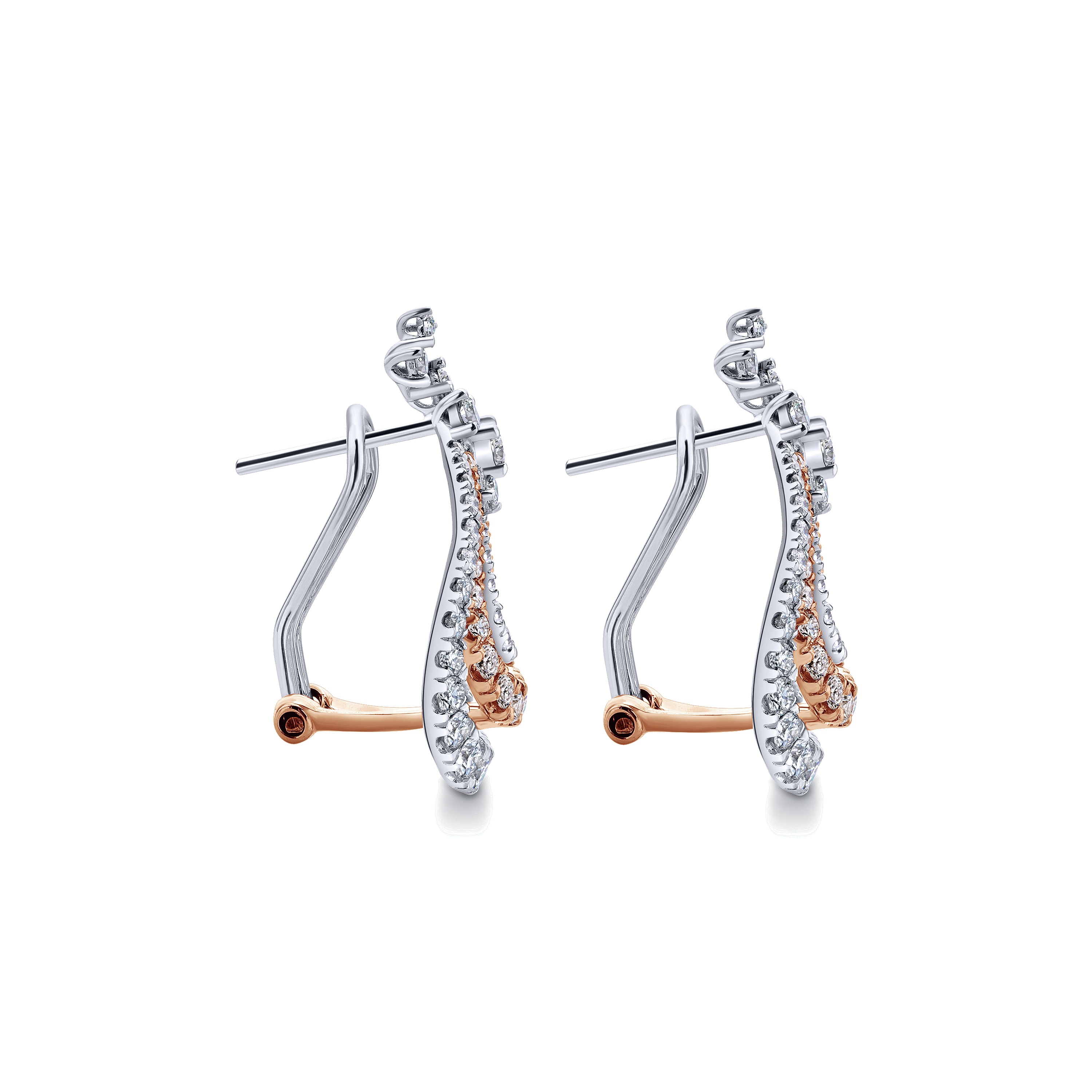 18k White/pink Gold Diamond Drop Earrings angle 3 18k White/pink Gold Diamond Drop Earrings angle 3