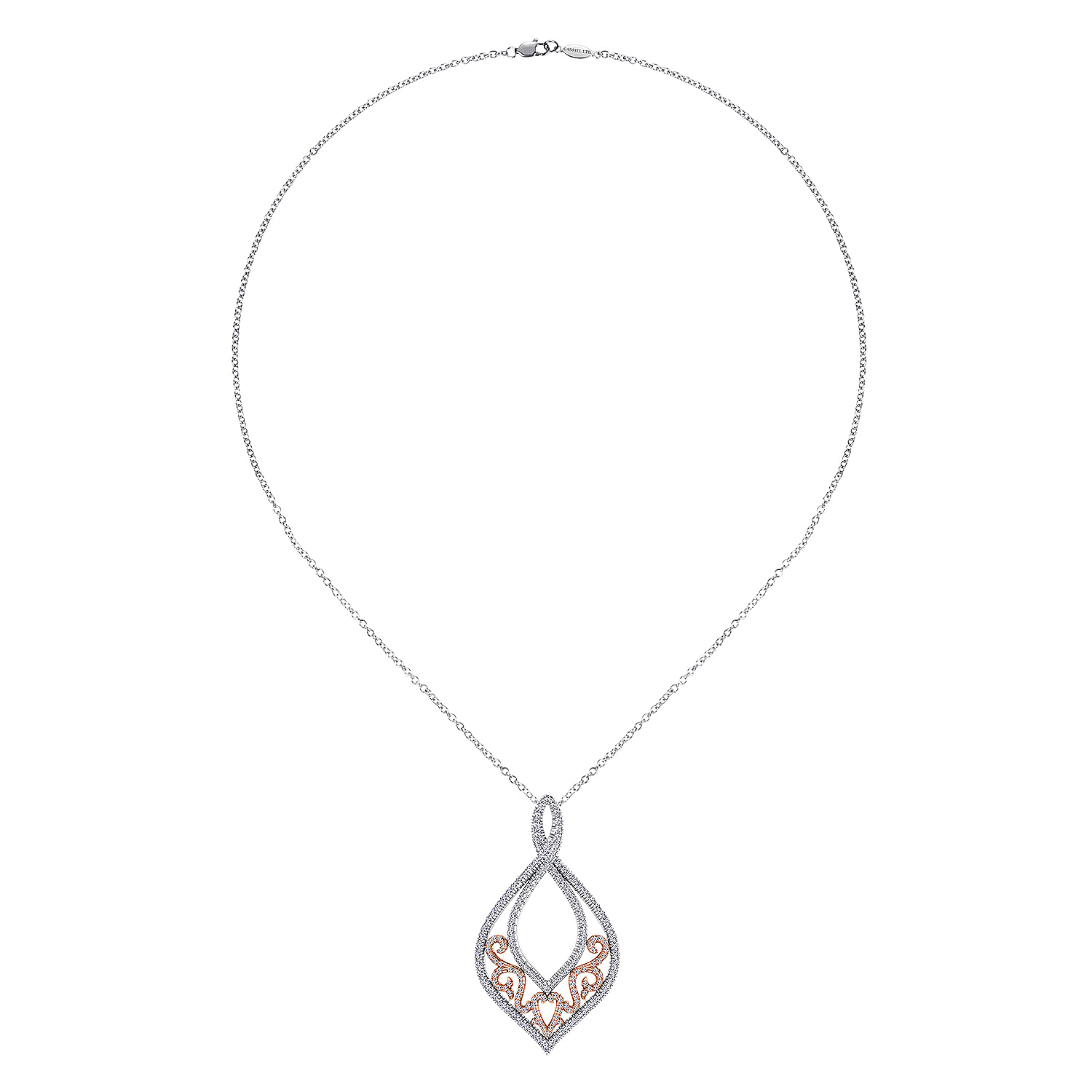 18k White/pink Gold Diamond Fashion Necklace angle 2 18k White/pink Gold Diamond Fashion Necklace angle 2