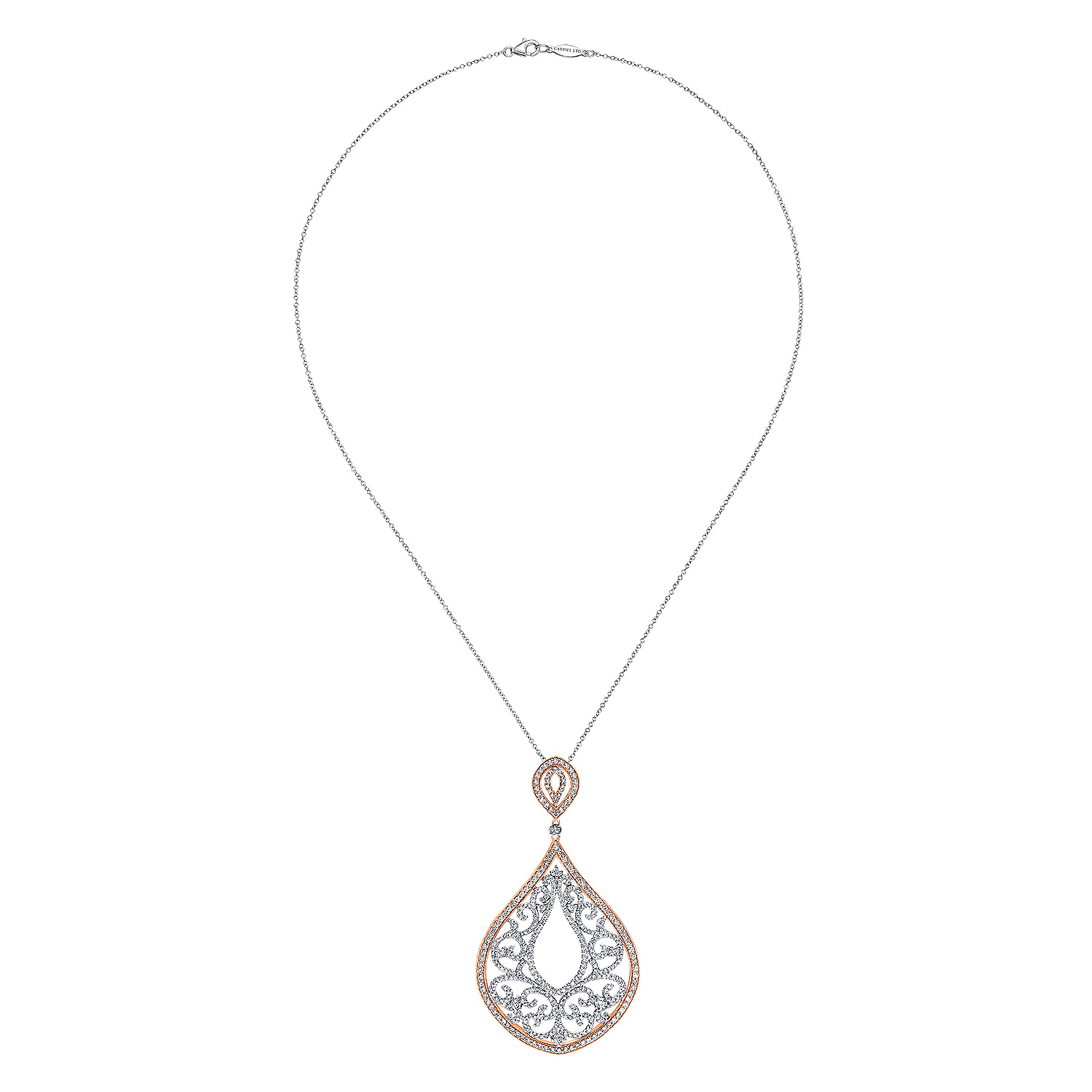 18k White/pink Gold Diamond Fashion Necklace angle 2 18k White/pink Gold Diamond Fashion Necklace angle 2