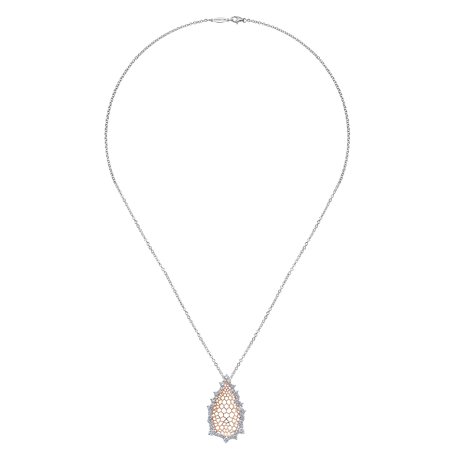 18k White/pink Gold Diamond Fashion Necklace angle 2 18k White/pink Gold Diamond Fashion Necklace angle 2