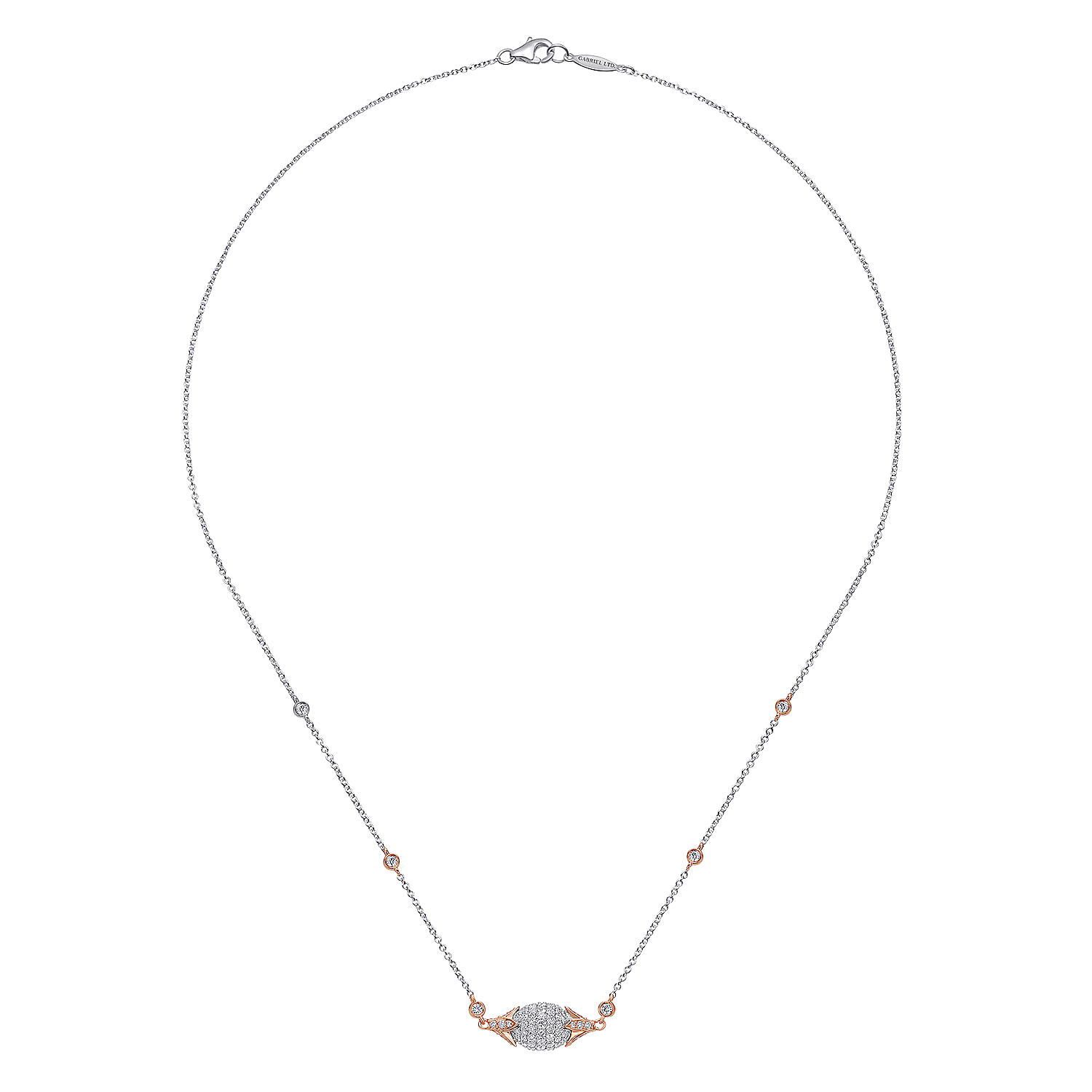 18k White/pink Gold Diamond Fashion Necklace angle 2 18k White/pink Gold Diamond Fashion Necklace angle 2