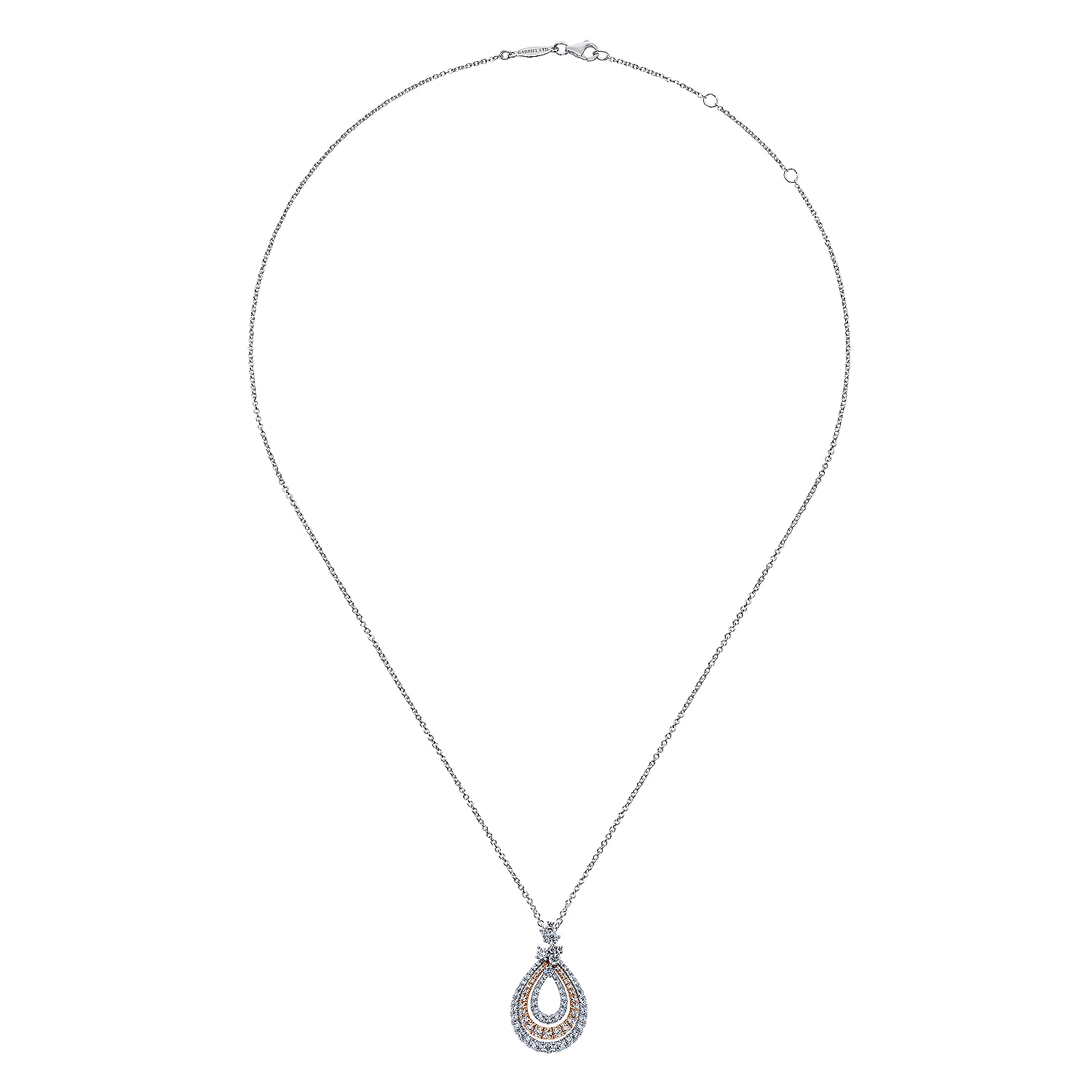 18k White/pink Gold Diamond Fashion Necklace angle 2 18k White/pink Gold Diamond Fashion Necklace angle 2