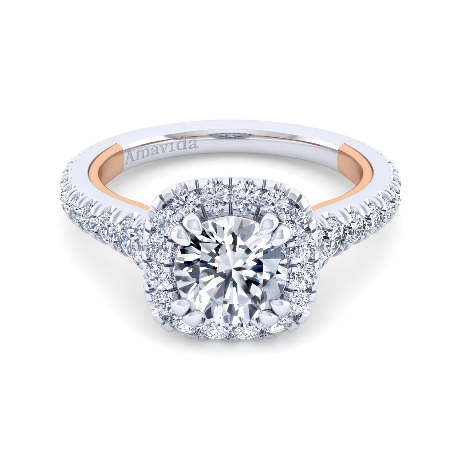 18k White/pink Gold Diamond Halo 18k White/pink Gold Diamond Halo
