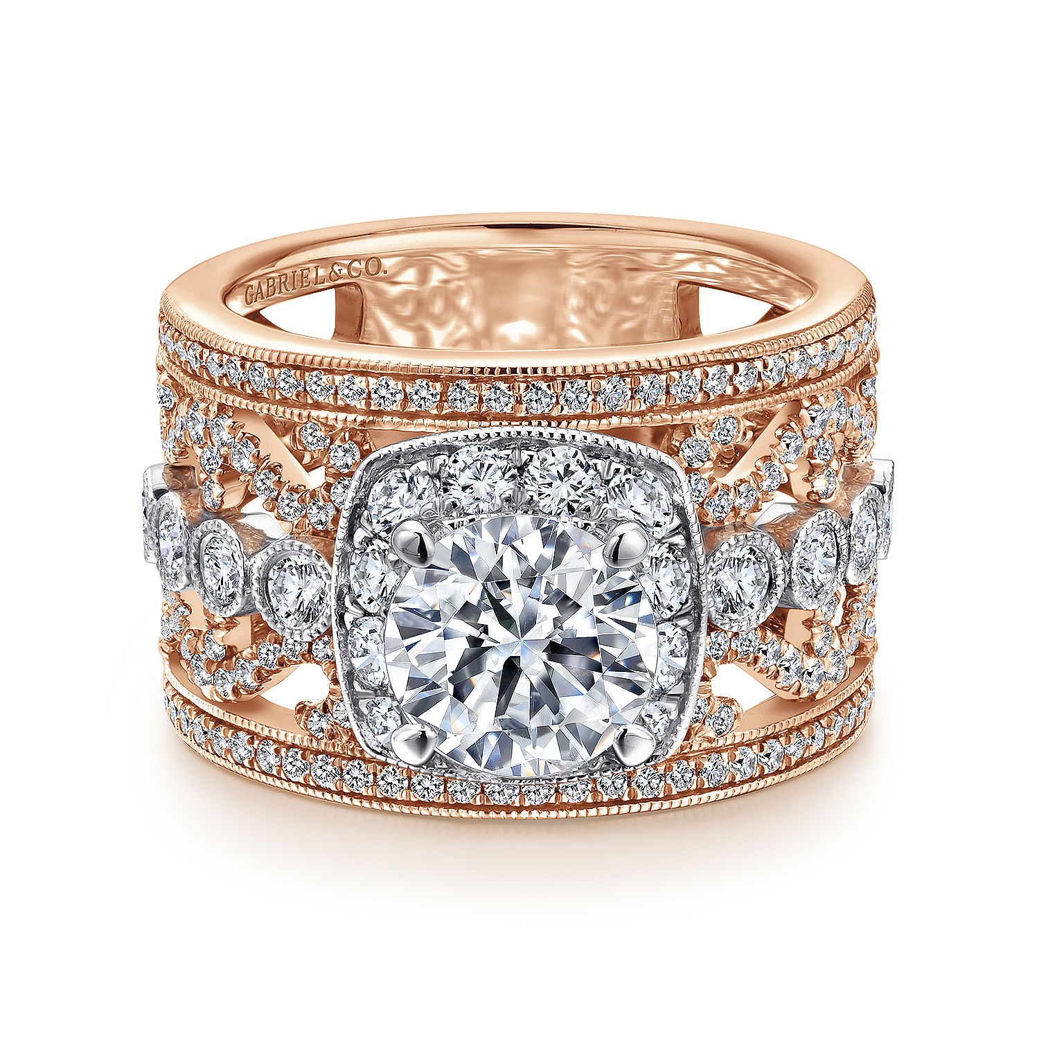 18k White/pink Gold Diamond Halo 18k White/pink Gold Diamond Halo