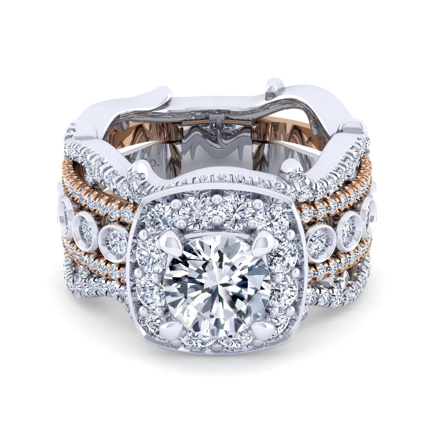 18k White/pink Gold Diamond Halo 18k White/pink Gold Diamond Halo