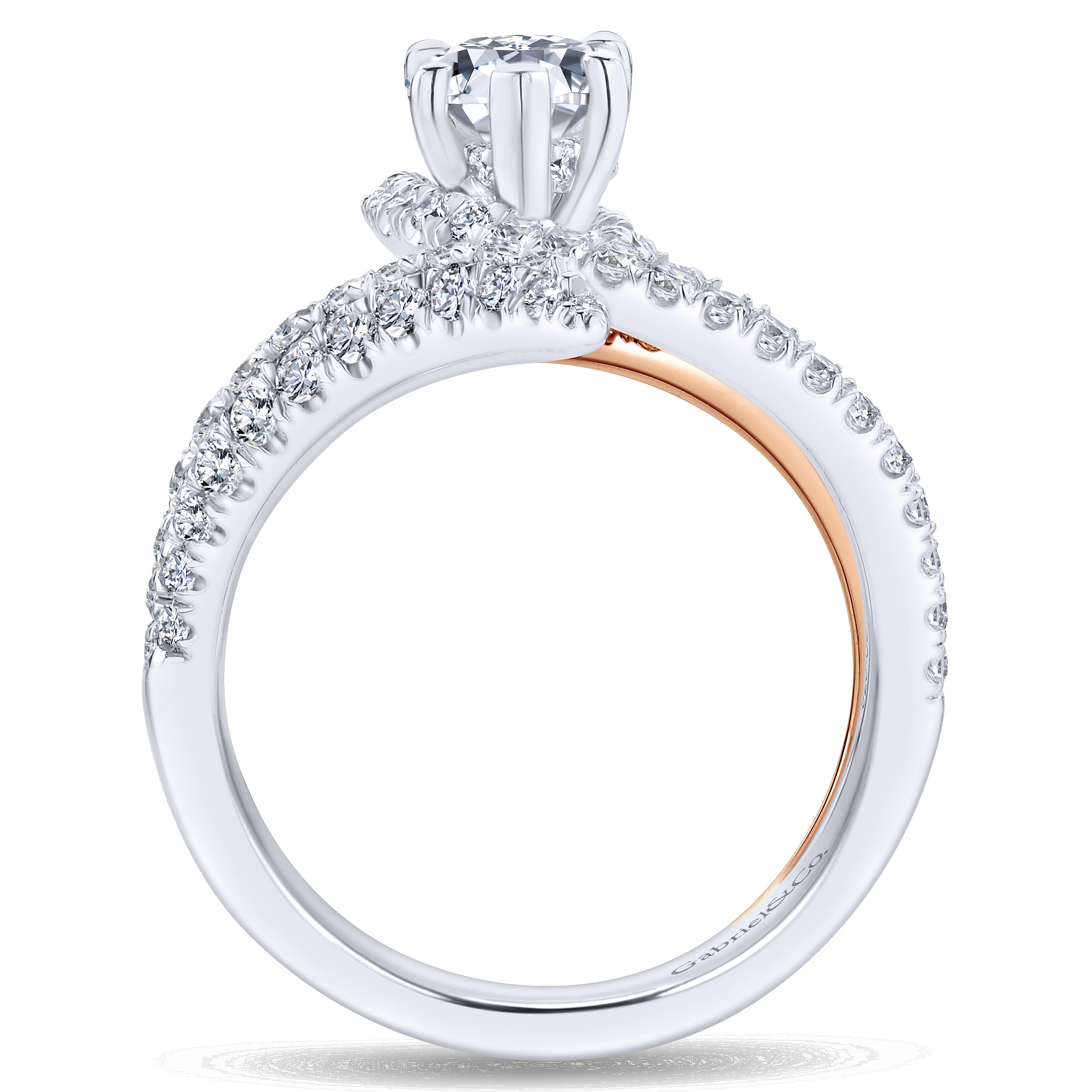 18k White/pink Gold Diamond Halo Engagement Ring angle 2 18k White/pink Gold Diamond Halo Engagement Ring angle 2
