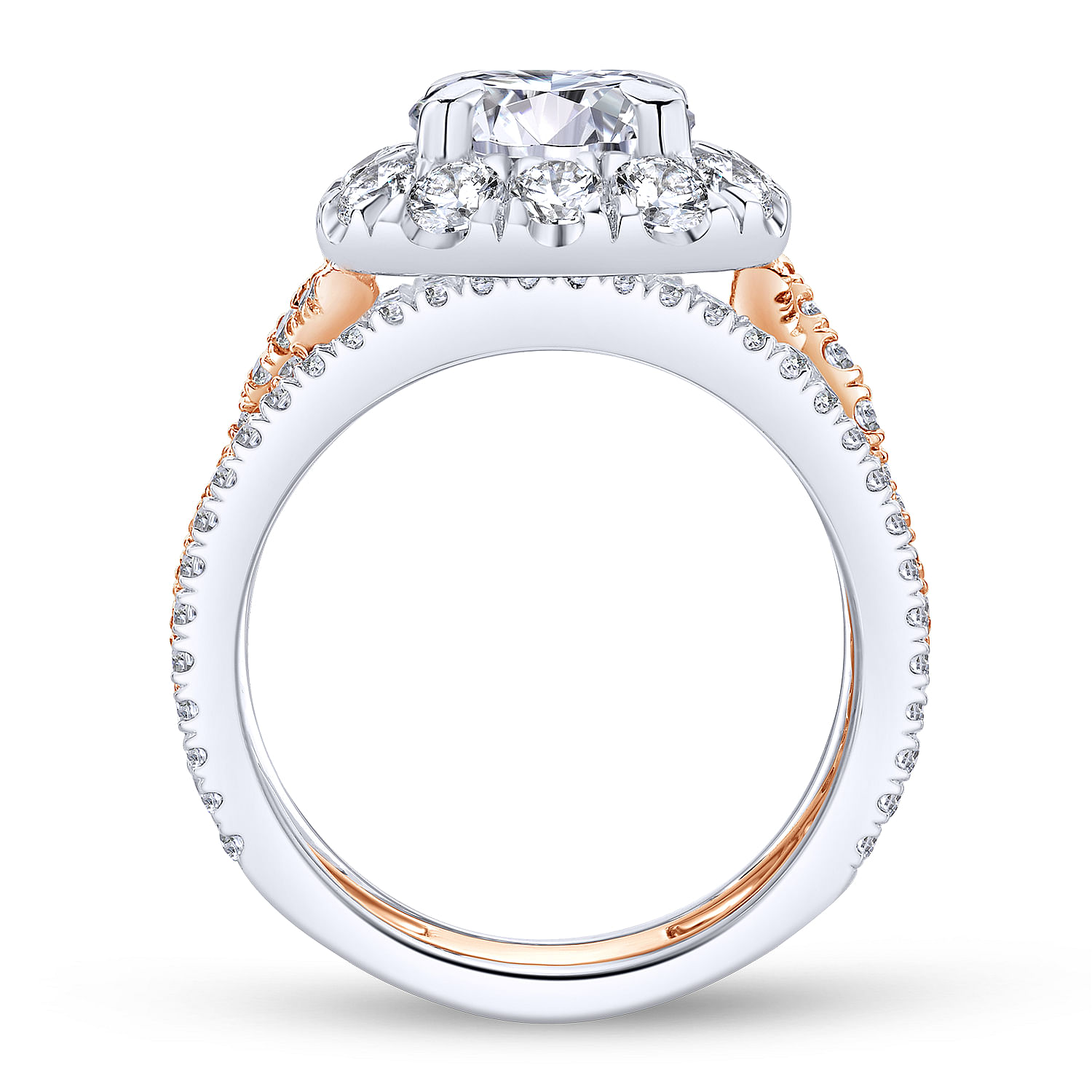 18k White/pink Gold Diamond Halo Engagement Ring angle 2 18k White/pink Gold Diamond Halo Engagement Ring angle 2