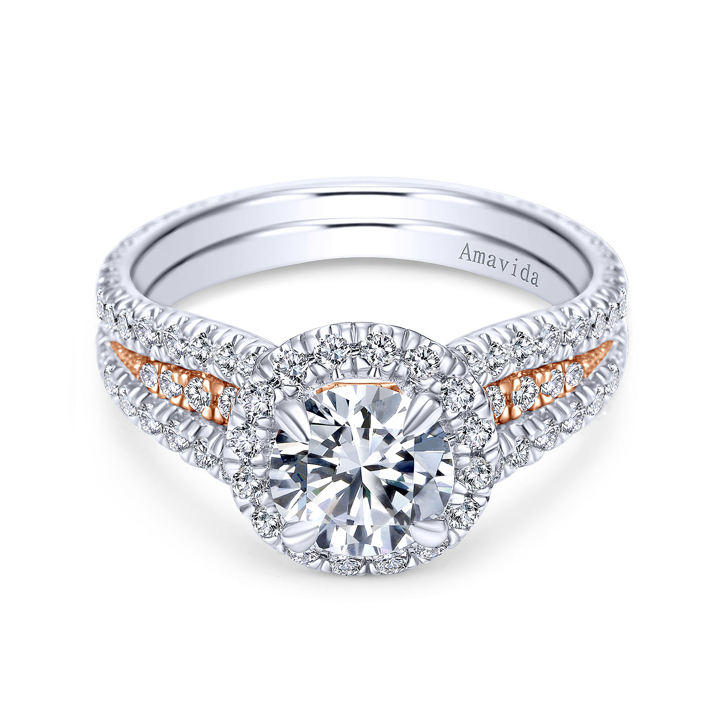 18k White/pink Gold Diamond Halo 18k White/pink Gold Diamond Halo