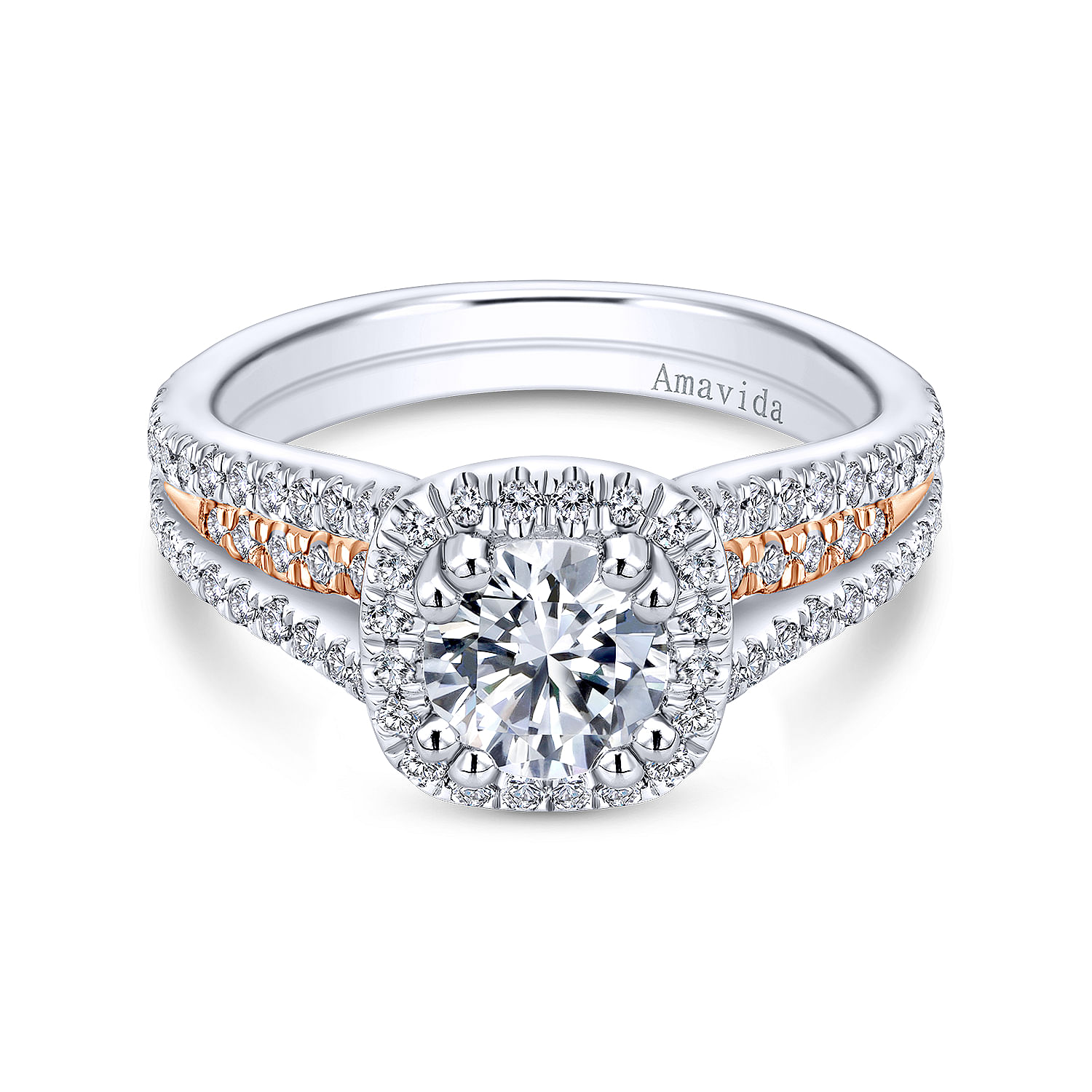 18k White/pink Gold Diamond Halo 18k White/pink Gold Diamond Halo