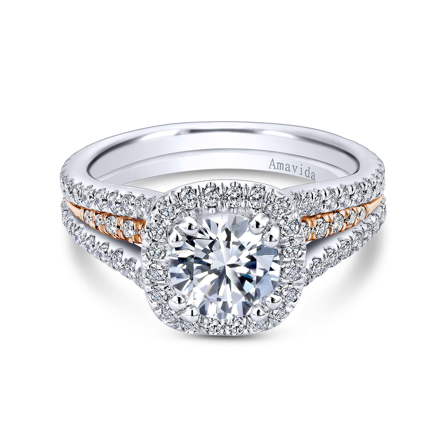 18k White/pink Gold Diamond Halo 18k White/pink Gold Diamond Halo