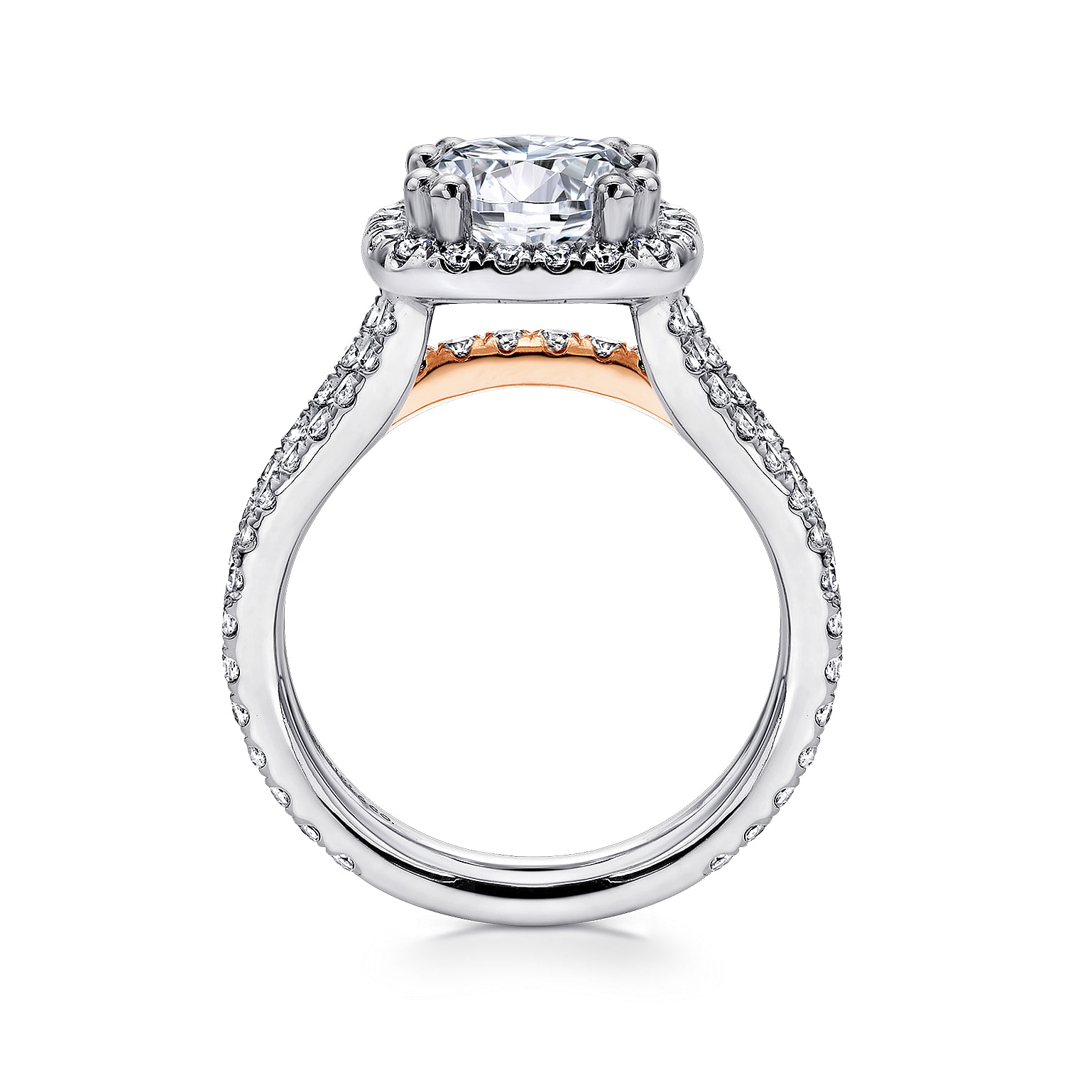 18k White/pink Gold Diamond Halo Engagement Ring angle 2 18k White/pink Gold Diamond Halo Engagement Ring angle 2