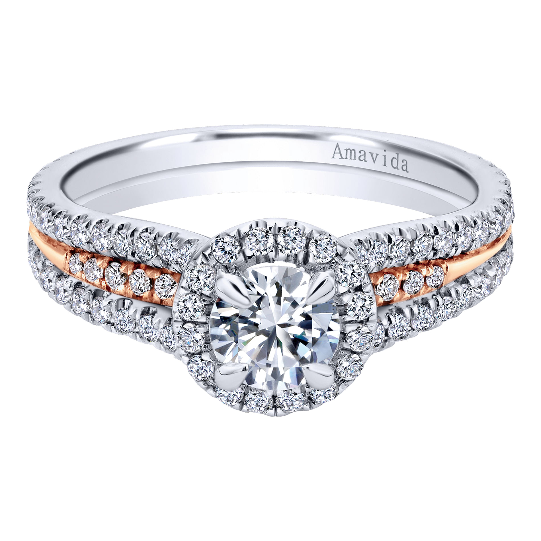 18k White/pink Gold Diamond Halo 18k White/pink Gold Diamond Halo