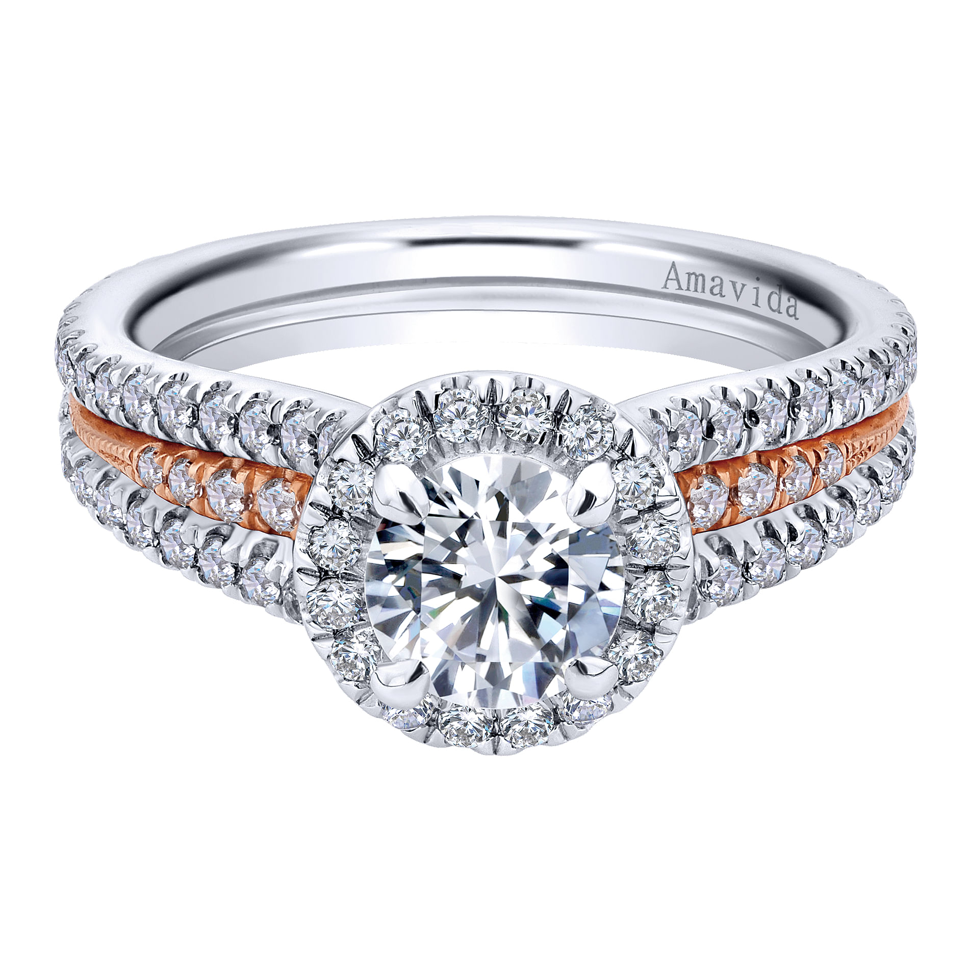 18k White/pink Gold Diamond Halo 18k White/pink Gold Diamond Halo
