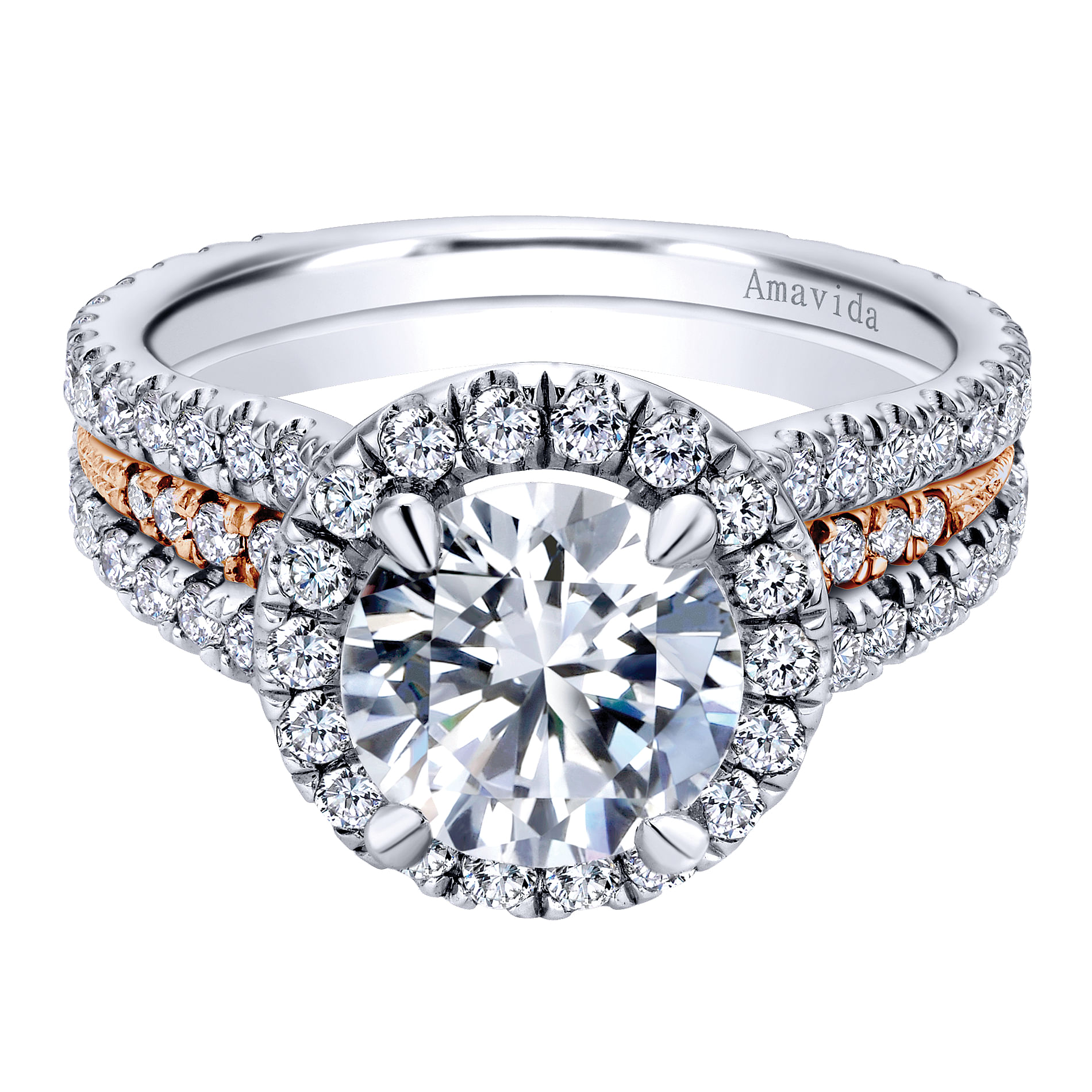 18k White/pink Gold Diamond Halo 18k White/pink Gold Diamond Halo