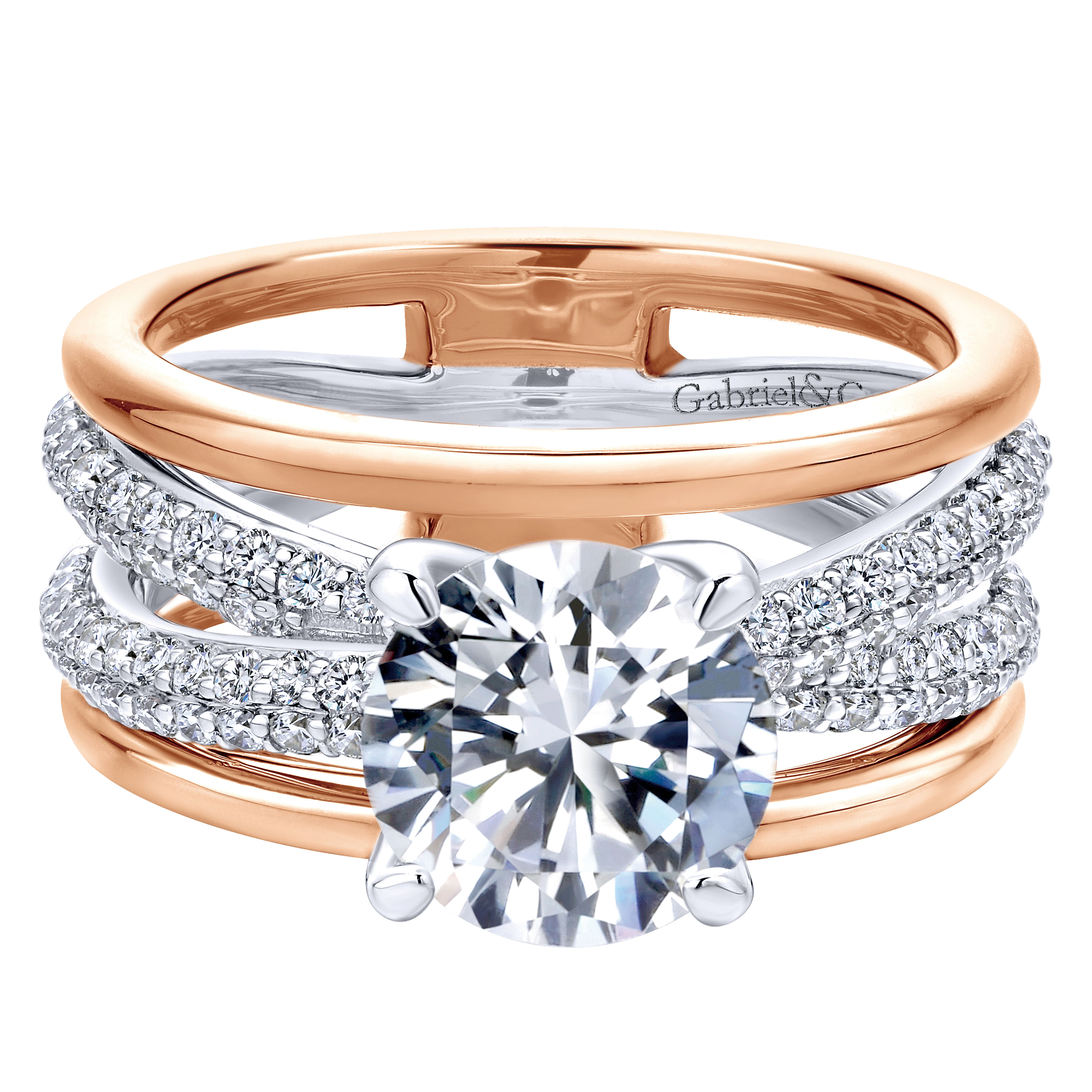 18k White/pink Gold Diamond Split Shank 18k White/pink Gold Diamond Split Shank