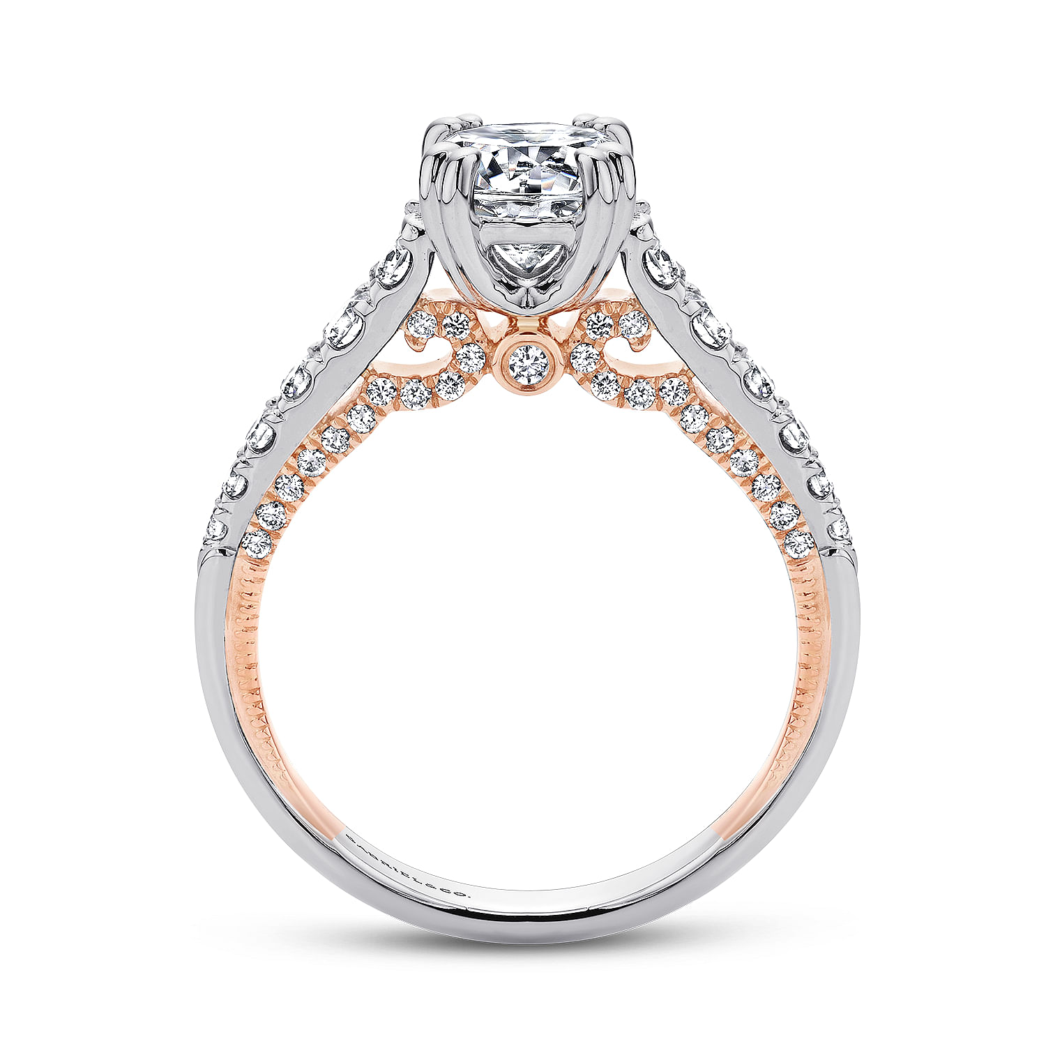 18k White/pink Gold Diamond Straight Engagement Ring angle 2 18k White/pink Gold Diamond Straight Engagement Ring angle 2