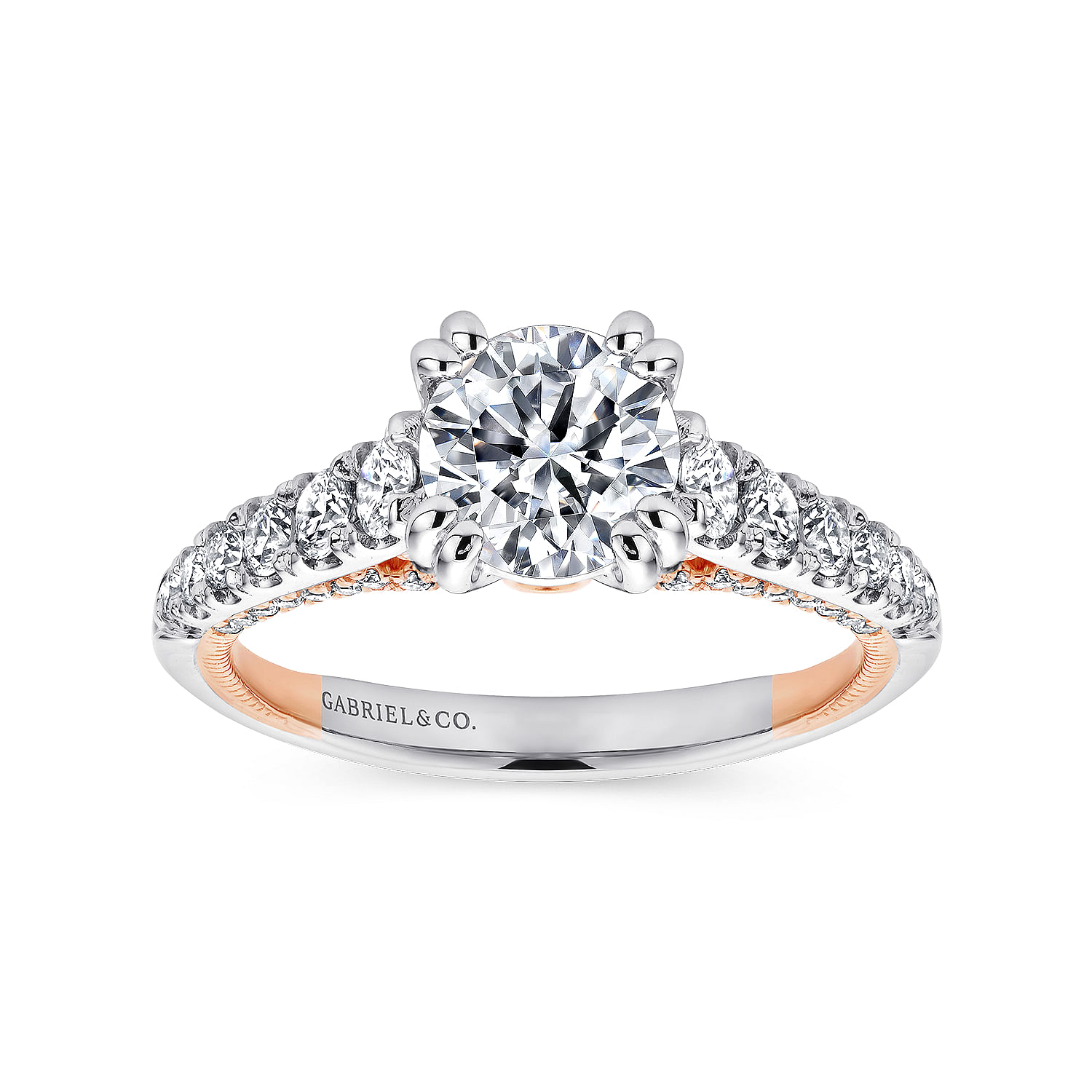 18k White/pink Gold Diamond Straight Engagement Ring angle 5 18k White/pink Gold Diamond Straight Engagement Ring angle 5