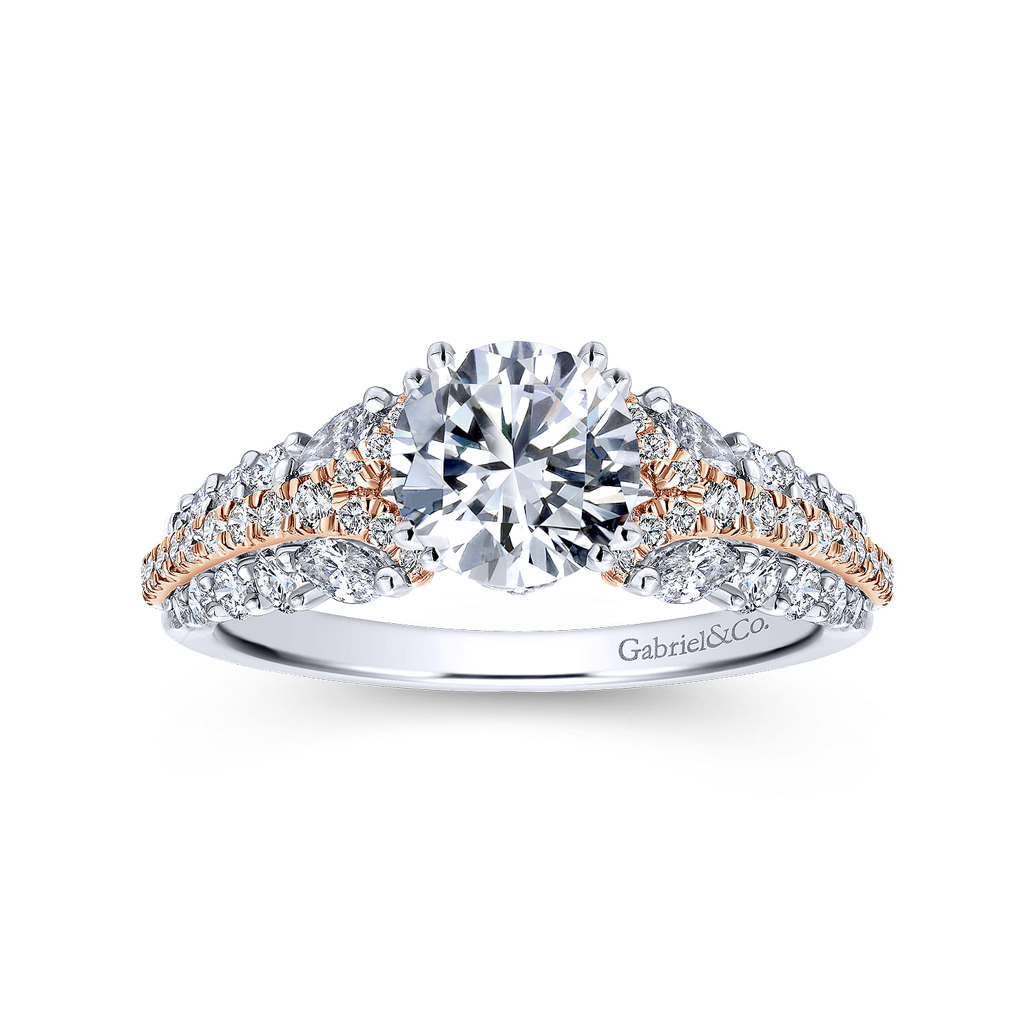 18k White/pink Gold Diamond Straight Engagement Ring angle 5 18k White/pink Gold Diamond Straight Engagement Ring angle 5