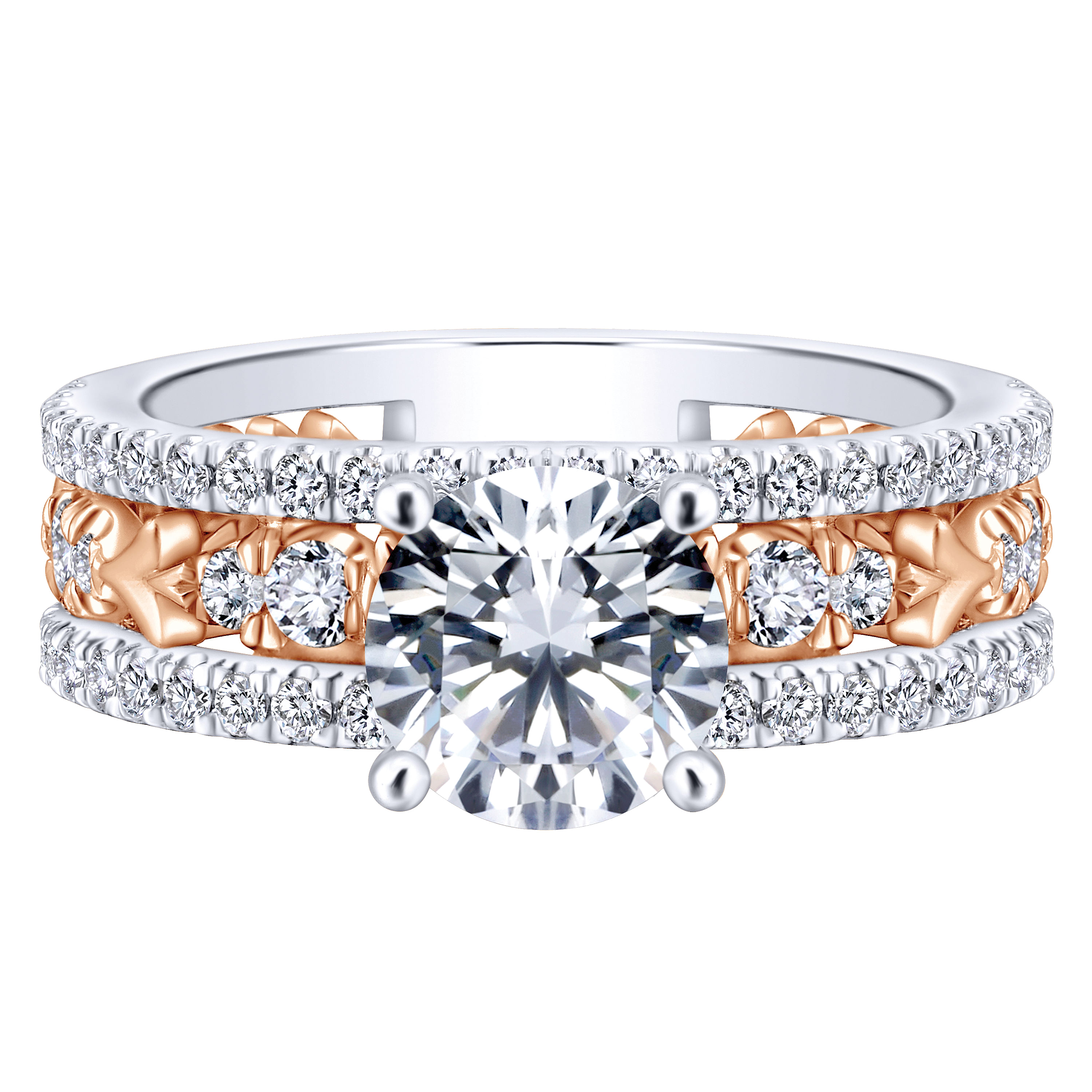 18k White/pink Gold Diamond Straight 18k White/pink Gold Diamond Straight