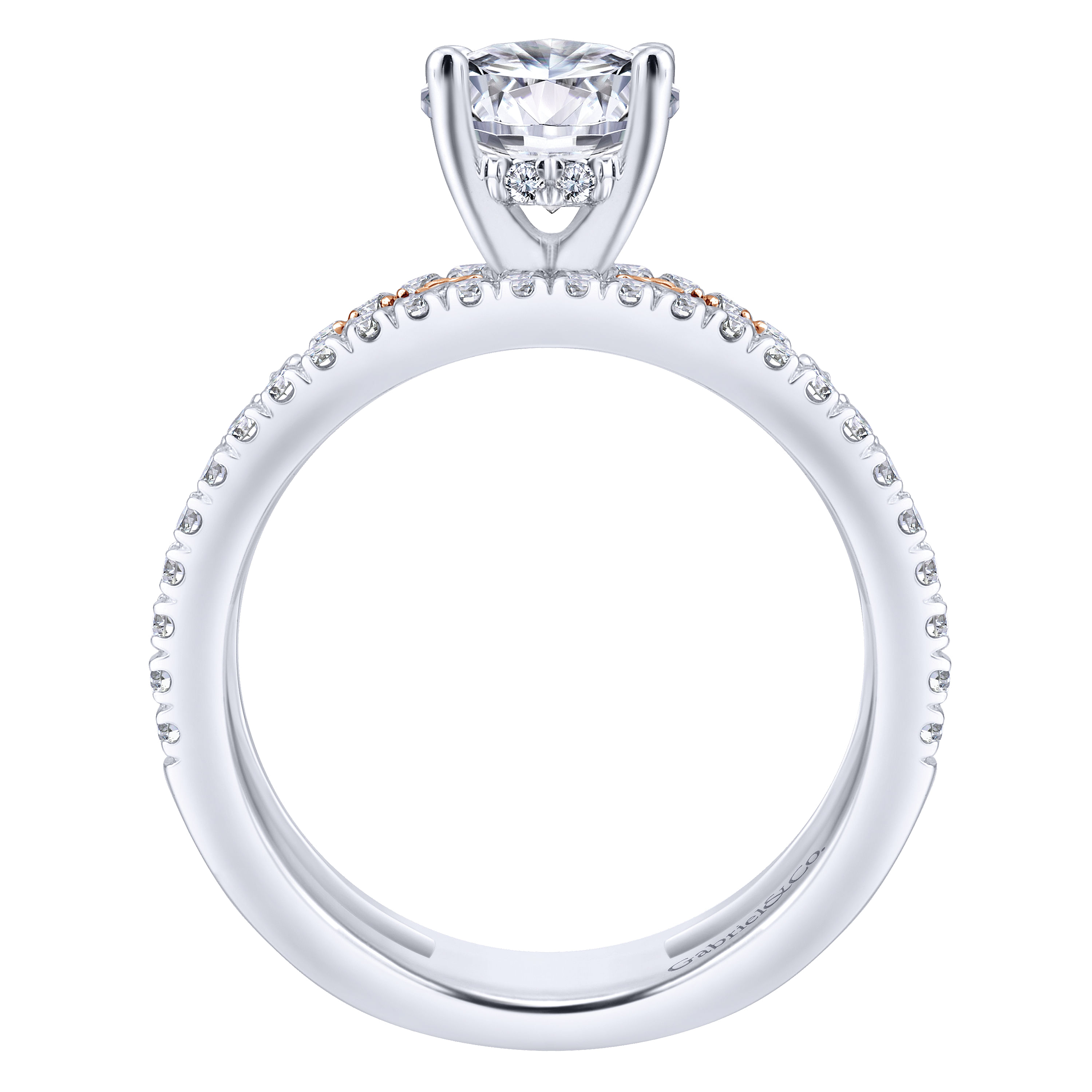18k White/pink Gold Diamond Straight Engagement Ring angle 2 18k White/pink Gold Diamond Straight Engagement Ring angle 2