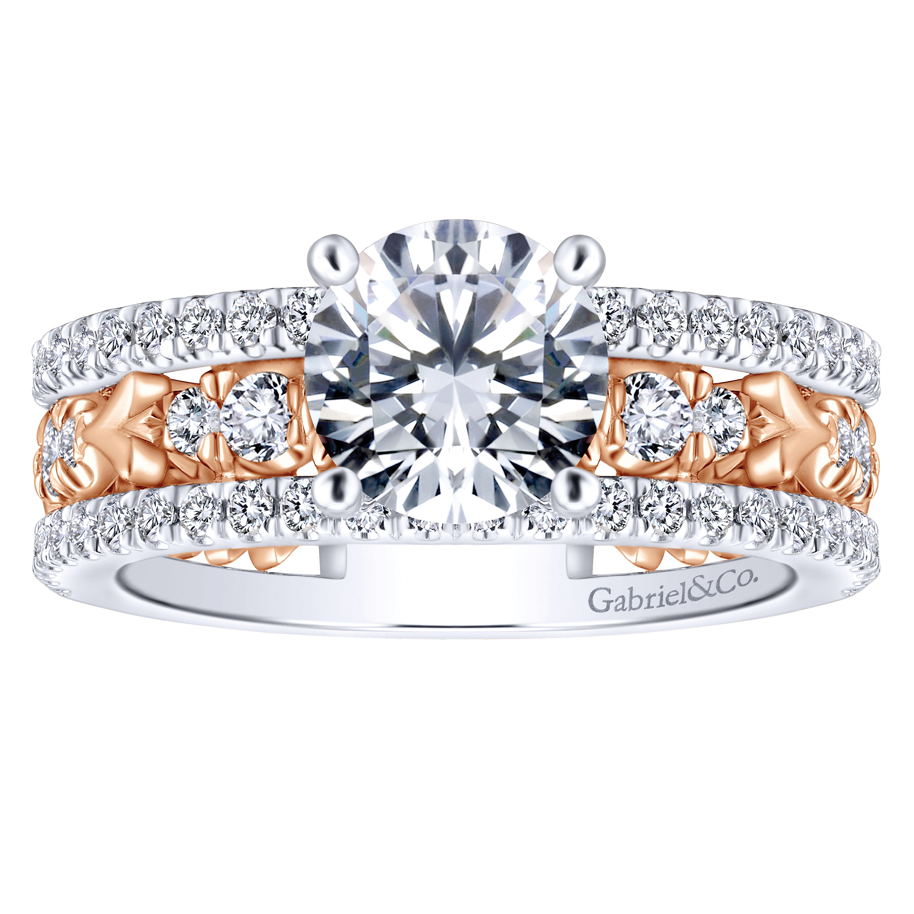 18k White/pink Gold Diamond Straight Engagement Ring angle 5 18k White/pink Gold Diamond Straight Engagement Ring angle 5