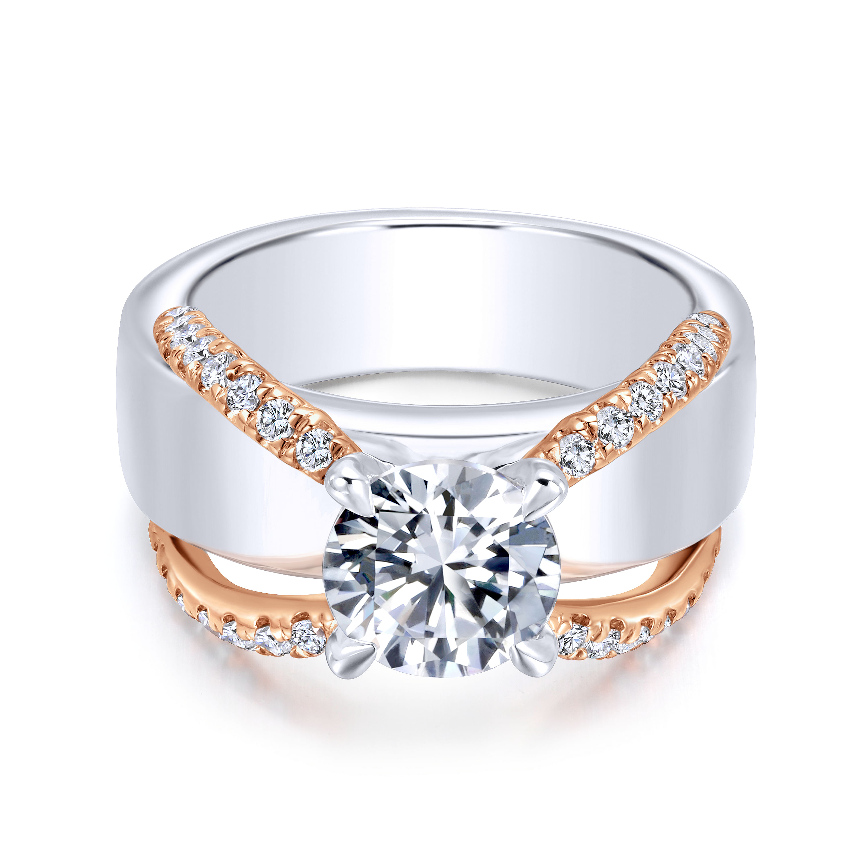 18k White/pink Gold Diamond Straight 18k White/pink Gold Diamond Straight