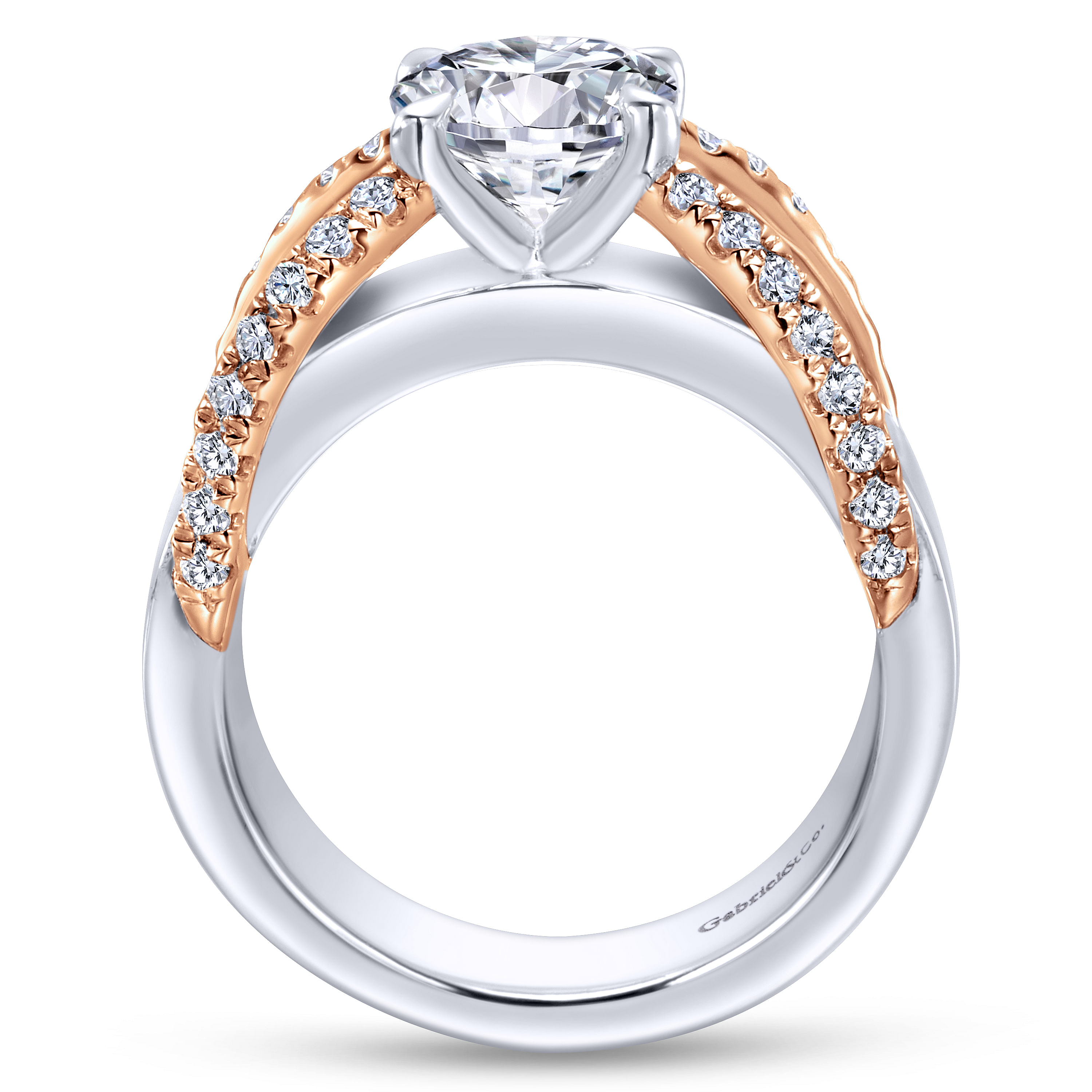 18k White/pink Gold Diamond Straight Engagement Ring angle 2 18k White/pink Gold Diamond Straight Engagement Ring angle 2