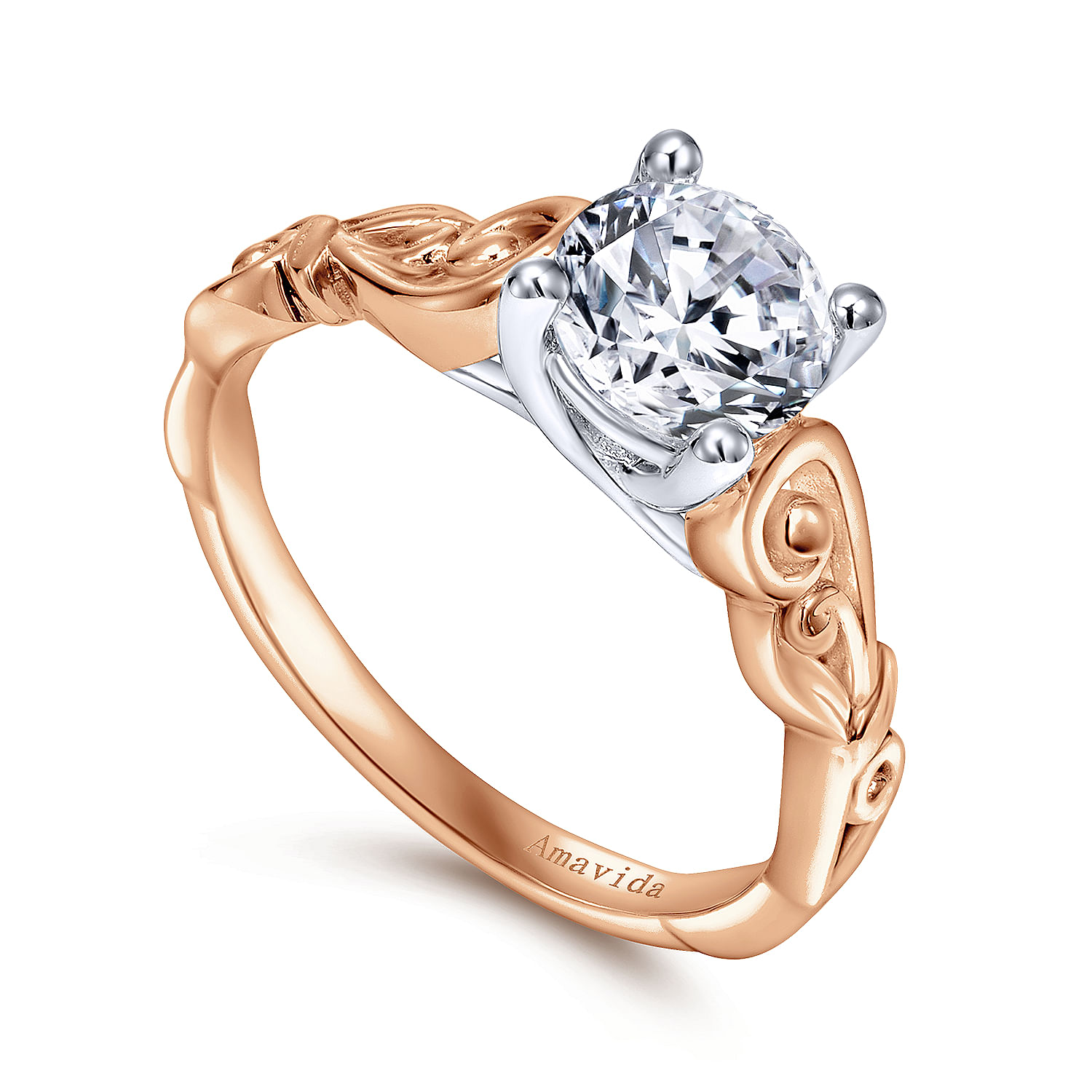 18k White/pink Gold Free Form Engagement Ring angle 3 18k White/pink Gold Free Form Engagement Ring angle 3