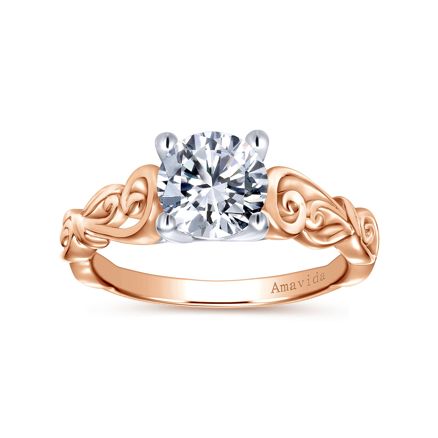 18k White/pink Gold Free Form Engagement Ring angle 5 18k White/pink Gold Free Form Engagement Ring angle 5
