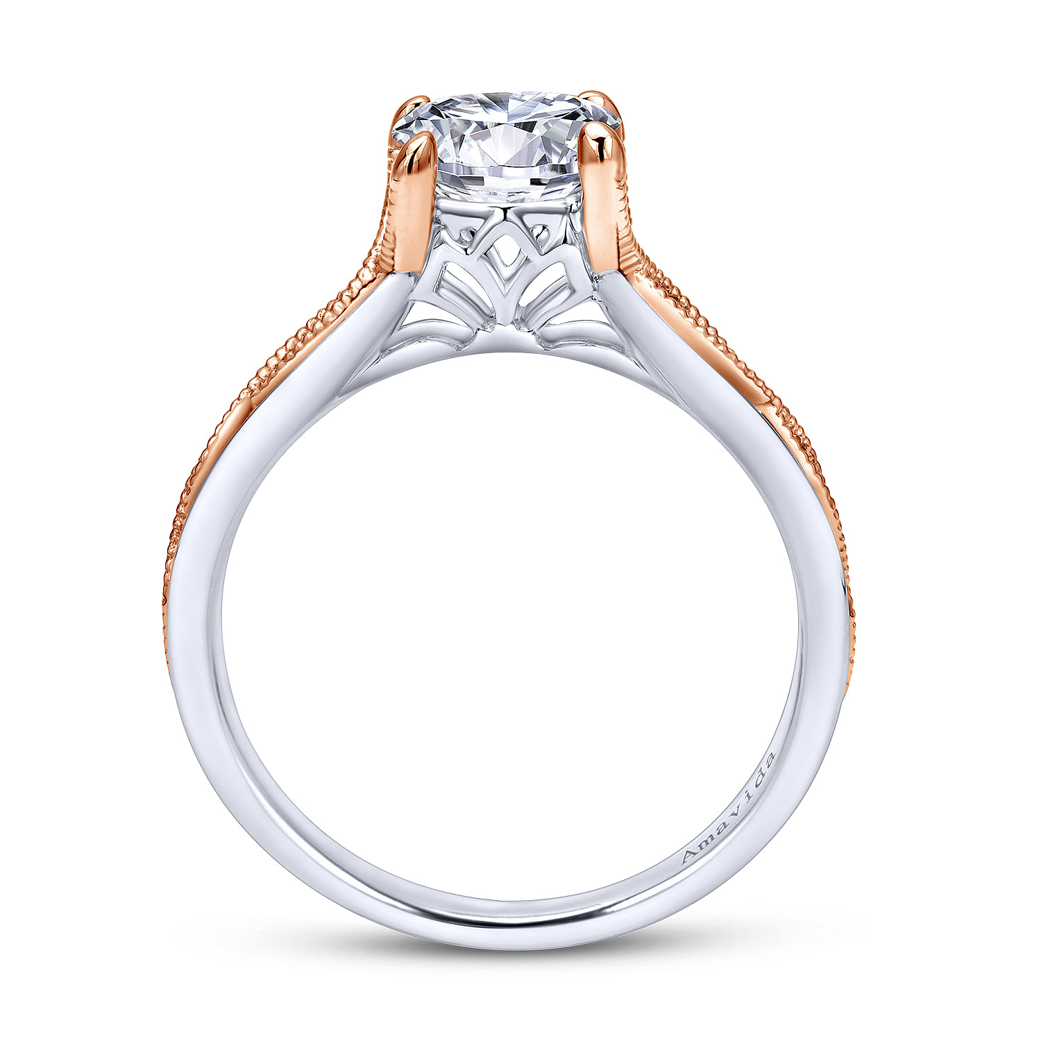 18k White/pink Gold Straight Engagement Ring angle 2 18k White/pink Gold Straight Engagement Ring angle 2