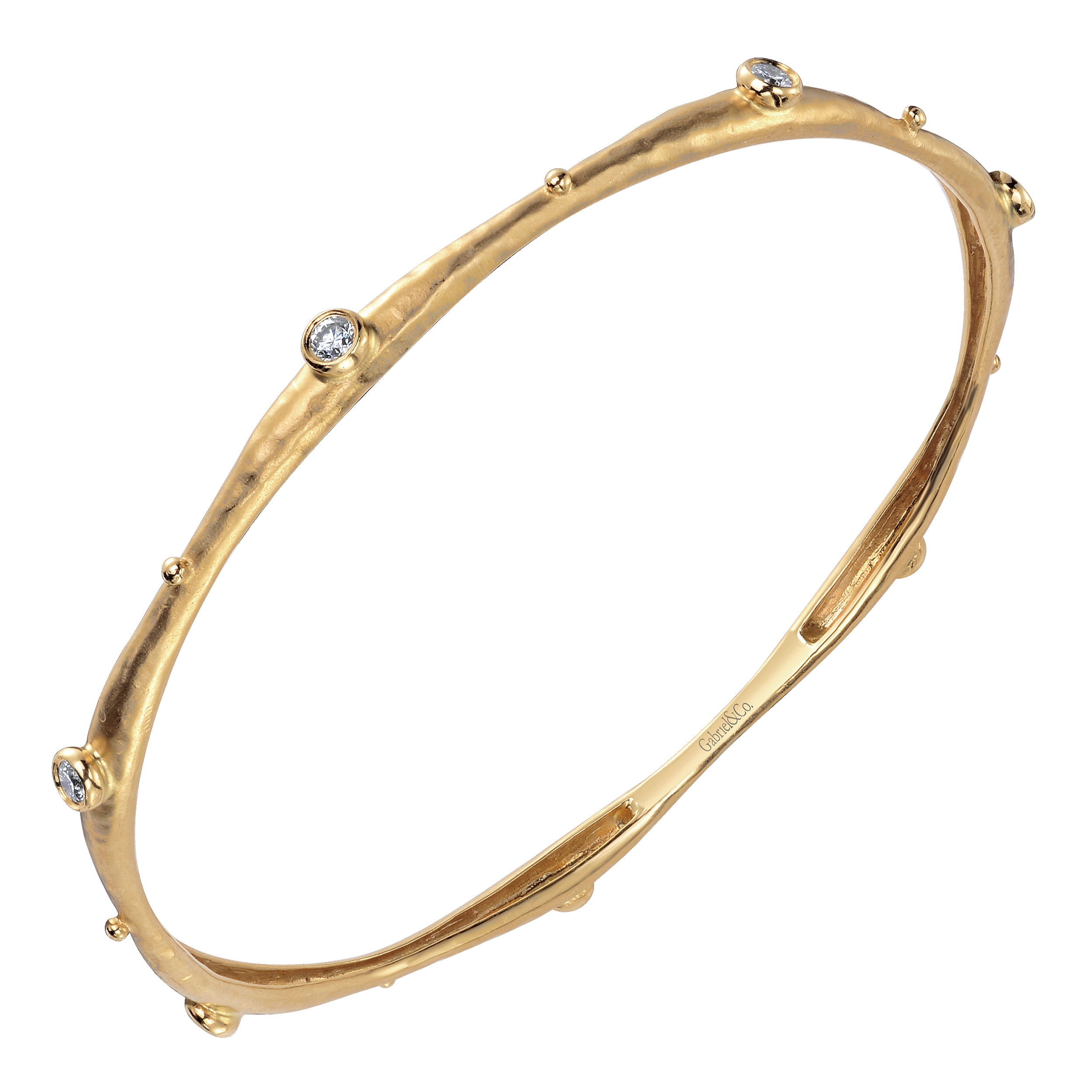 18k Yellow Gold Diamond Bangle angle 2 18k Yellow Gold Diamond Bangle angle 2