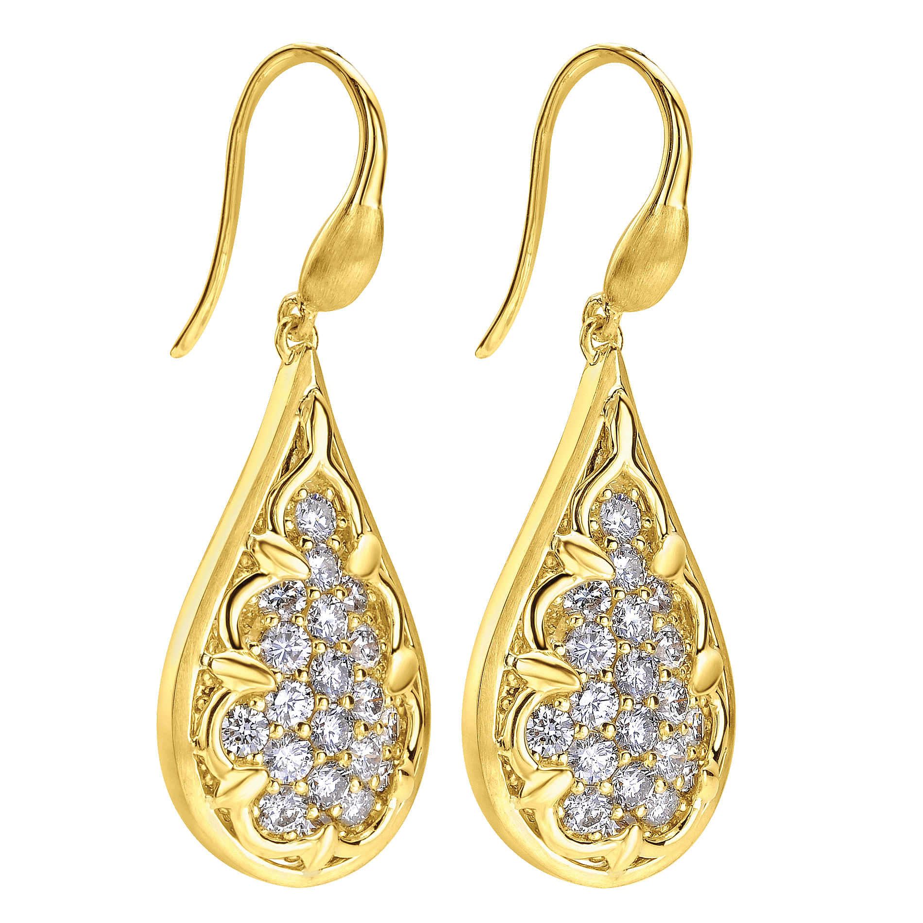 18k Yellow Gold Diamond Drop Earrings angle 2 18k Yellow Gold Diamond Drop Earrings angle 2