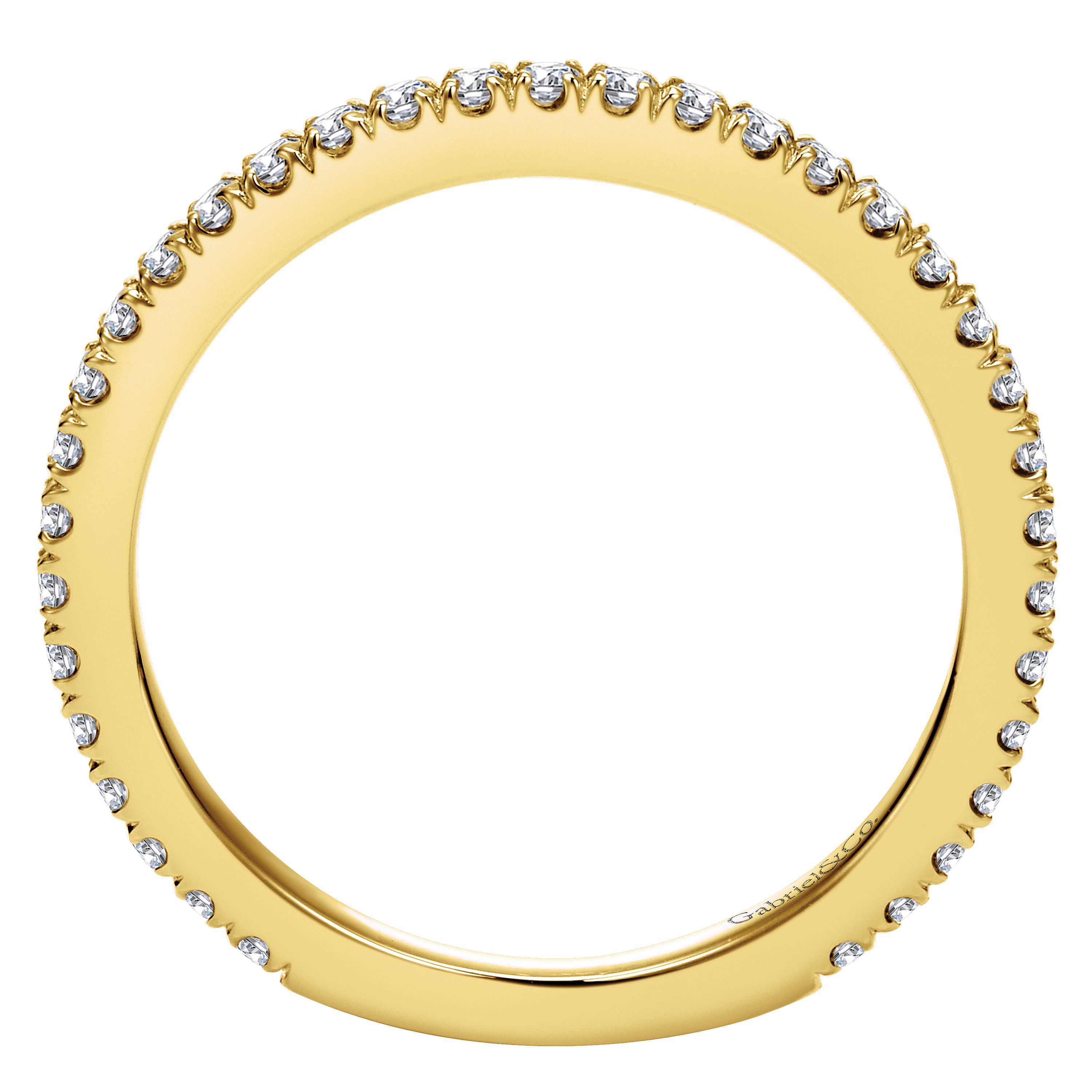 18k Yellow Gold Diamond Straight Wedding Band angle 2 18k Yellow Gold Diamond Straight Wedding Band angle 2