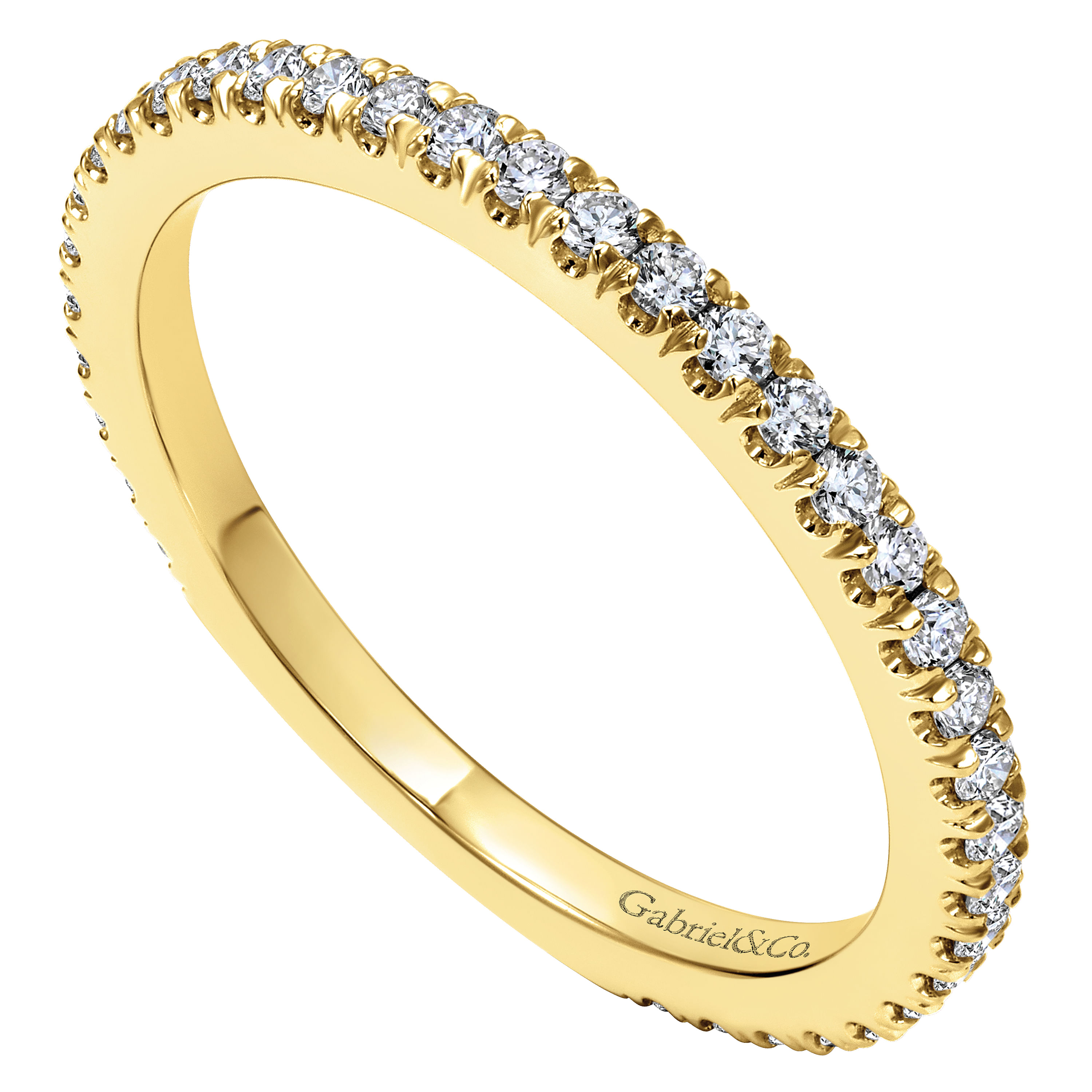 18k Yellow Gold Diamond Straight Wedding Band angle 3 18k Yellow Gold Diamond Straight Wedding Band angle 3