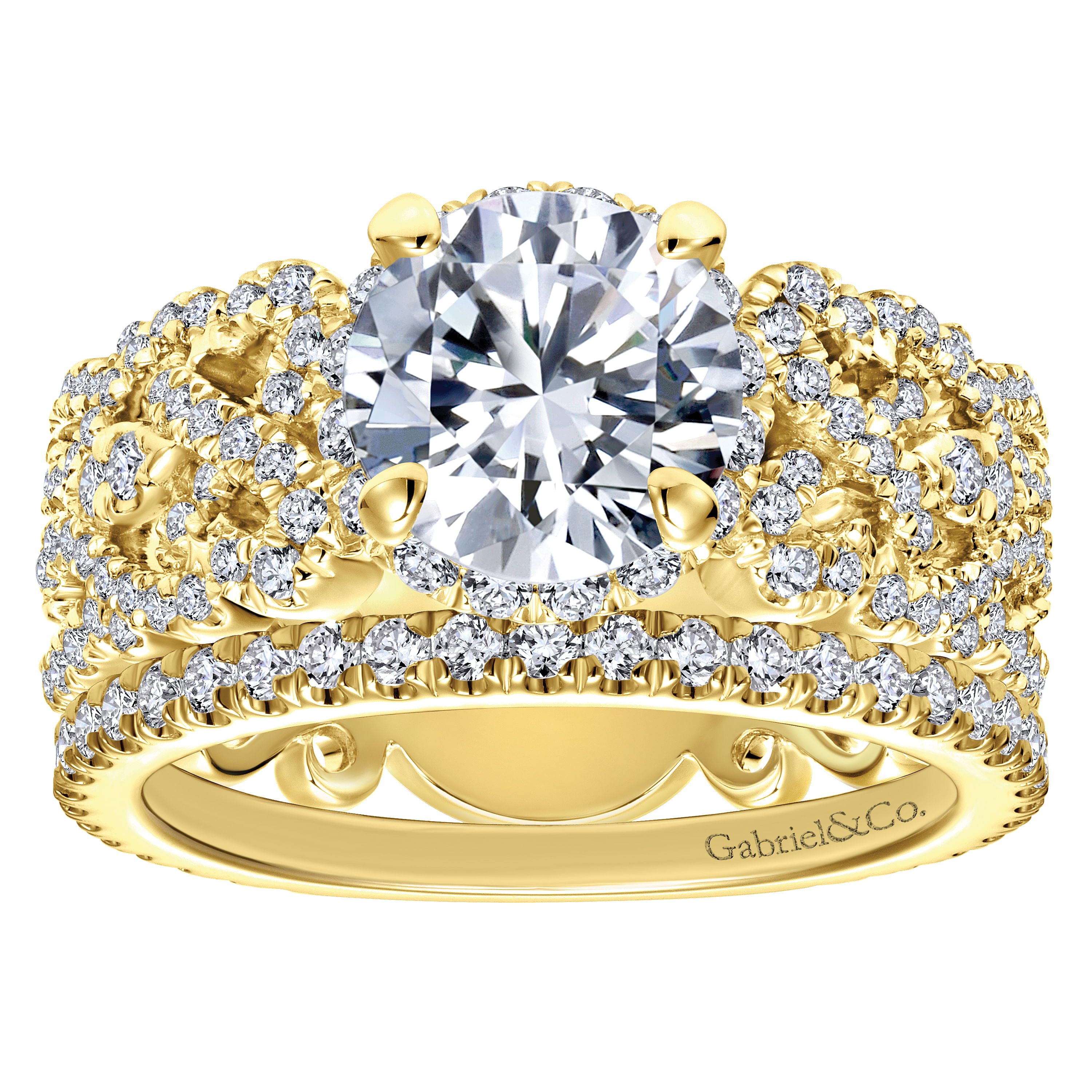 18k Yellow Gold Diamond Straight Wedding Band angle 4 18k Yellow Gold Diamond Straight Wedding Band angle 4