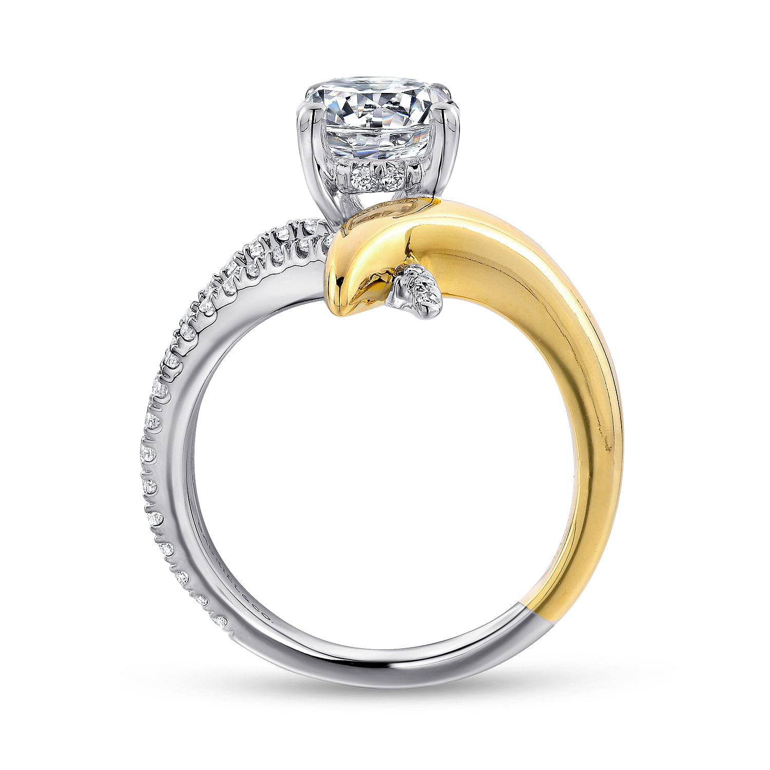 18k Yellow/white Gold Diamond Split Shank Engagement Ring angle 2 18k Yellow/white Gold Diamond Split Shank Engagement Ring angle 2