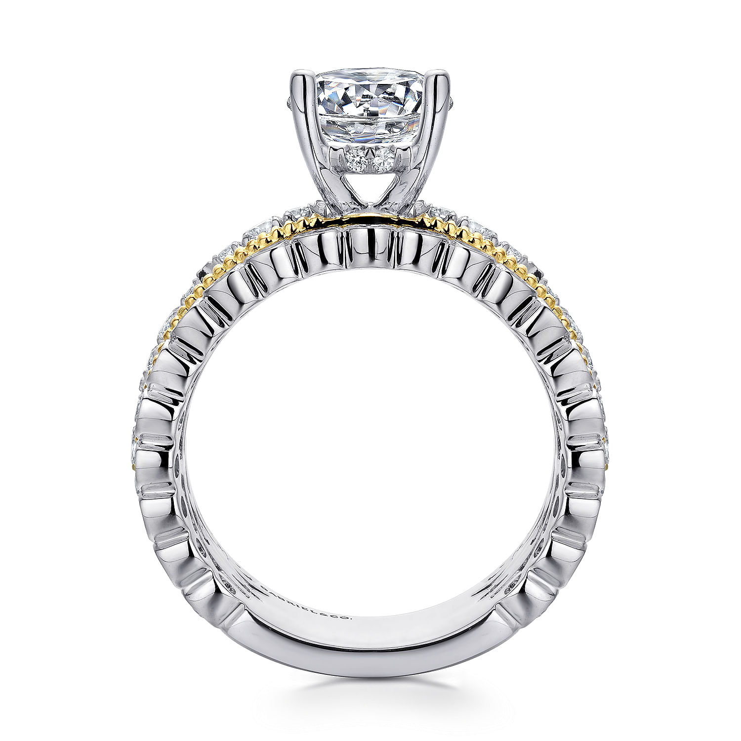 18k Yellow/white Gold Diamond Straight Engagement Ring angle 2 18k Yellow/white Gold Diamond Straight Engagement Ring angle 2