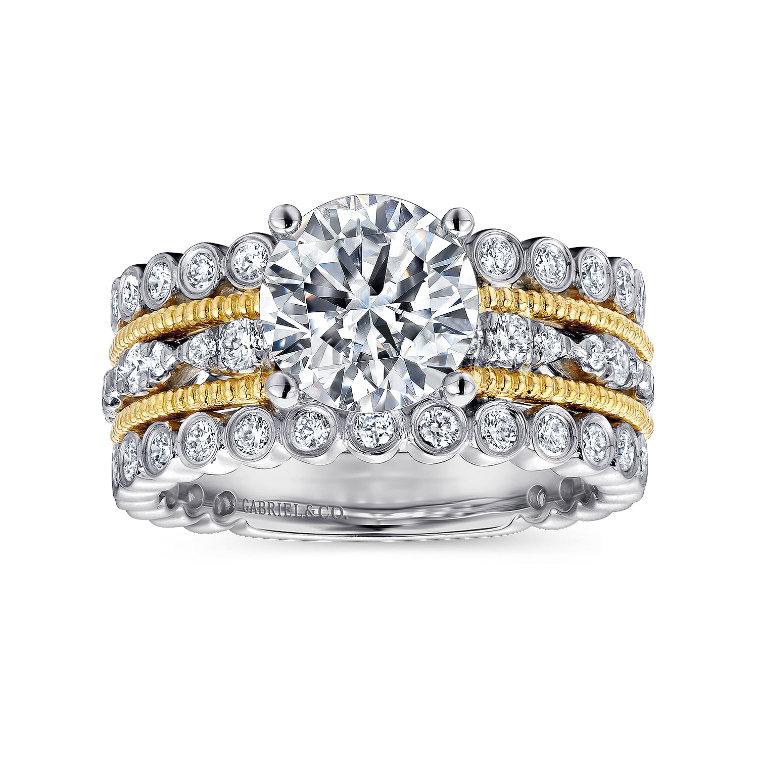 18k Yellow/white Gold Diamond Straight Engagement Ring angle 5 18k Yellow/white Gold Diamond Straight Engagement Ring angle 5