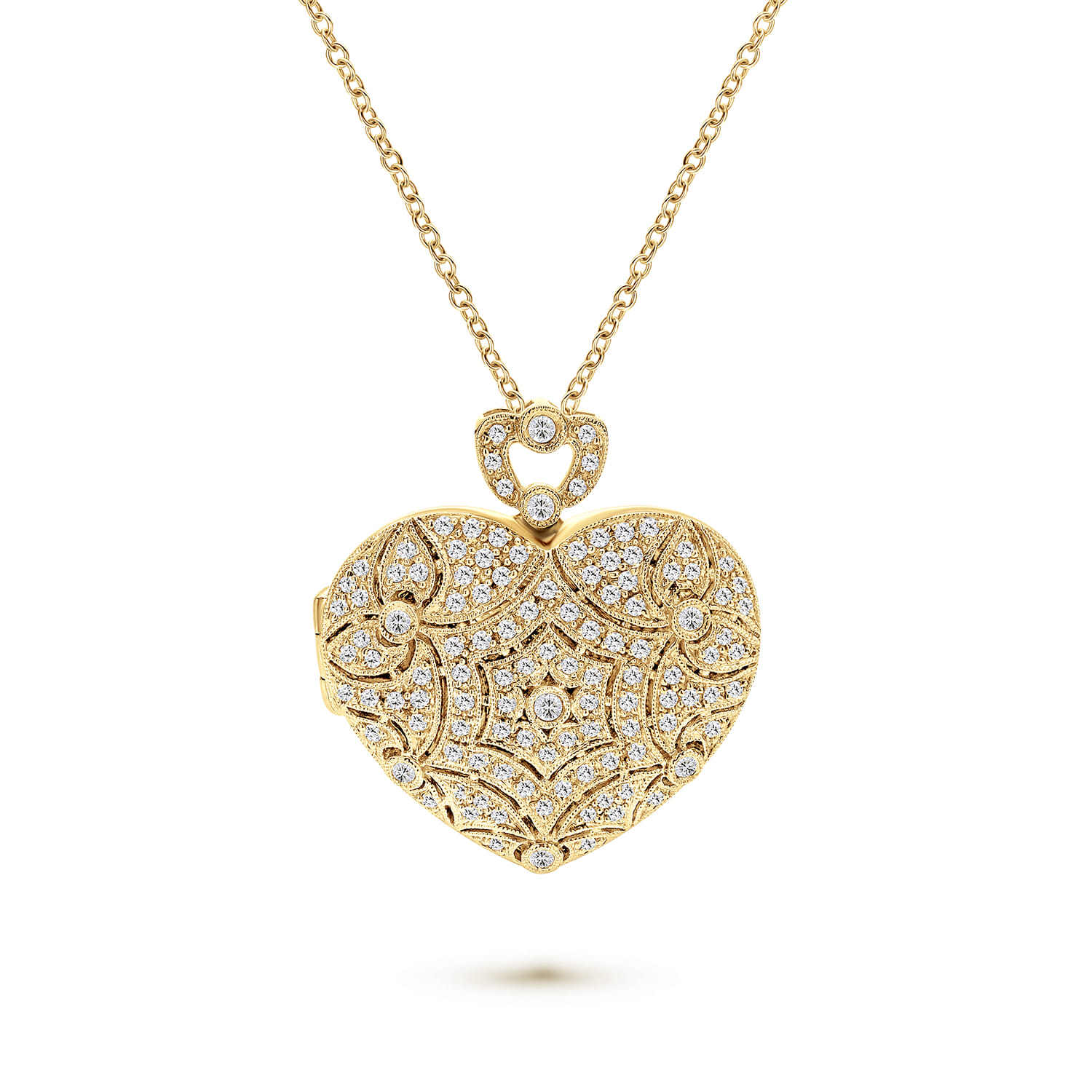 Heart Shaped Gold Locket Necklace Flash 