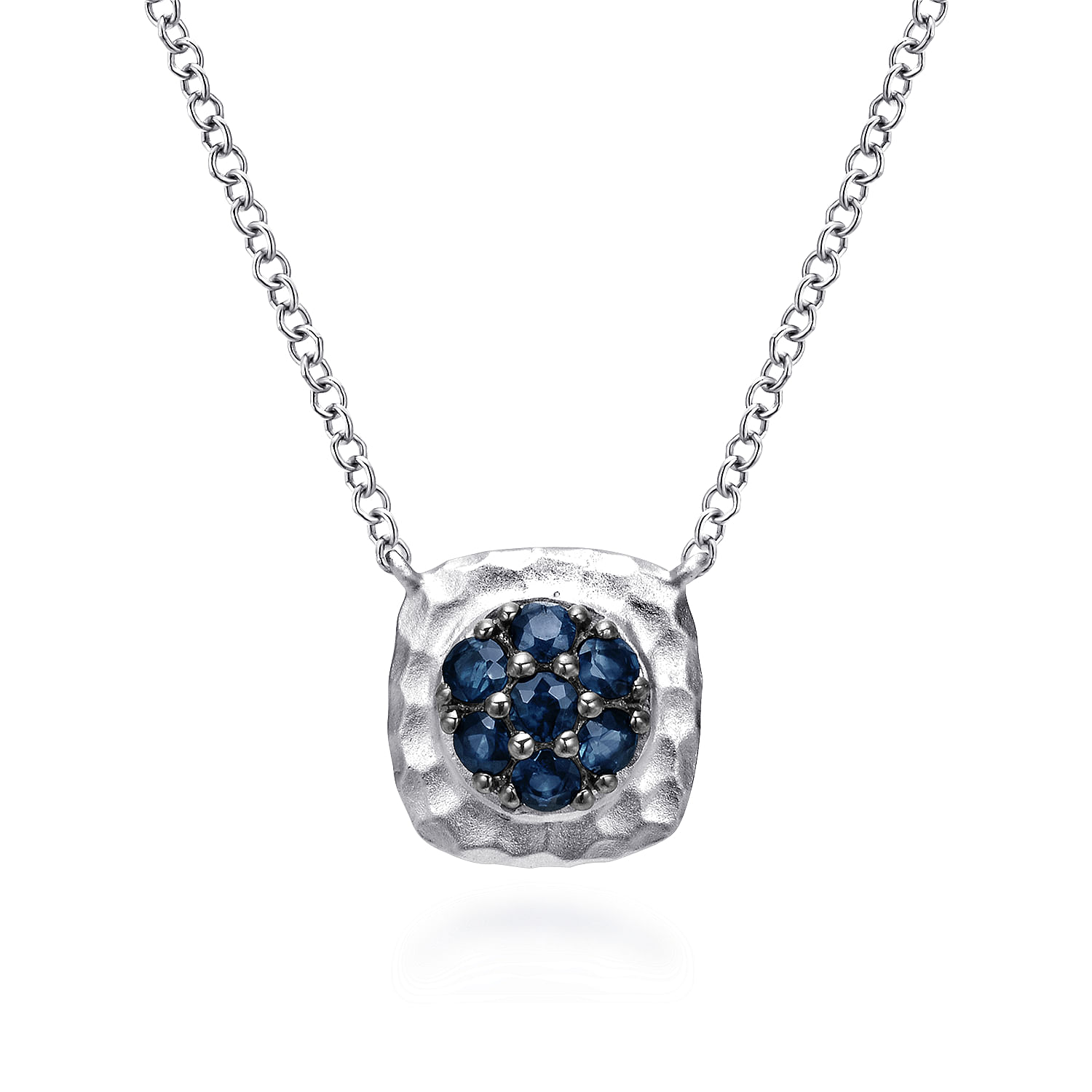 925 Hammered Silver And Pavé Sapphire Fashion 925 Hammered Silver And Pavé Sapphire Fashion