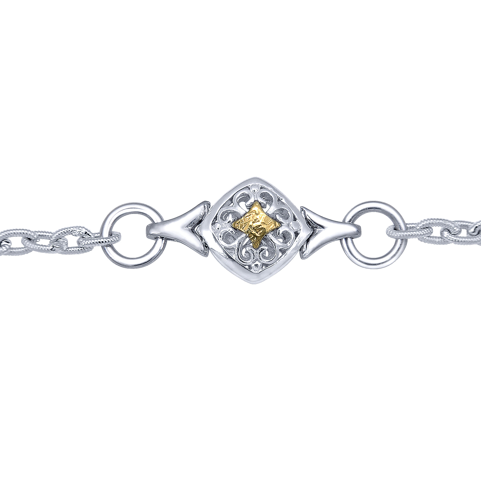 925 Silver/18k Yellow Gold Infinite Gems Chain Bracelet angle 2 925 Silver/18k Yellow Gold Infinite Gems Chain Bracelet angle 2