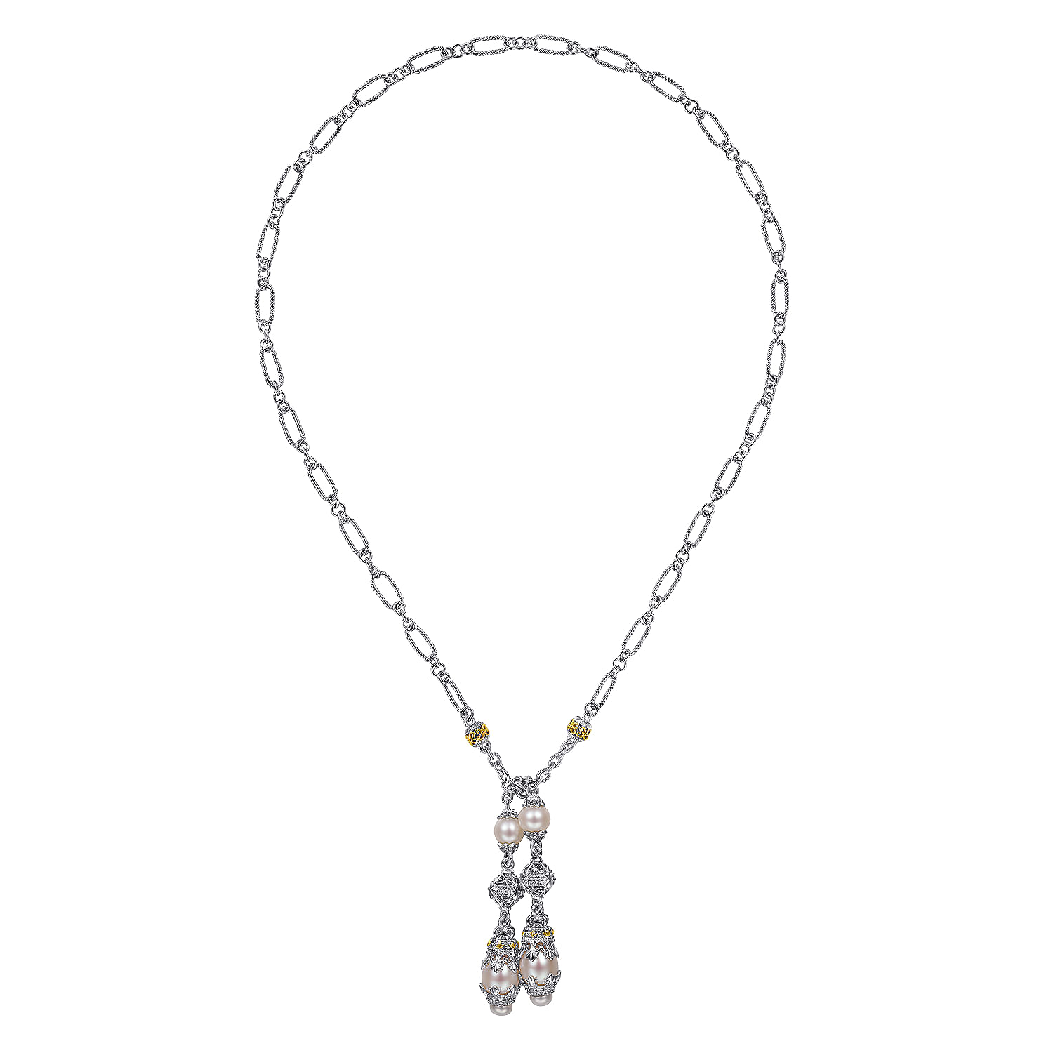 925 Silver/18k Yellow Gold Infinite Gems Lariat Necklace angle 2 925 Silver/18k Yellow Gold Infinite Gems Lariat Necklace angle 2