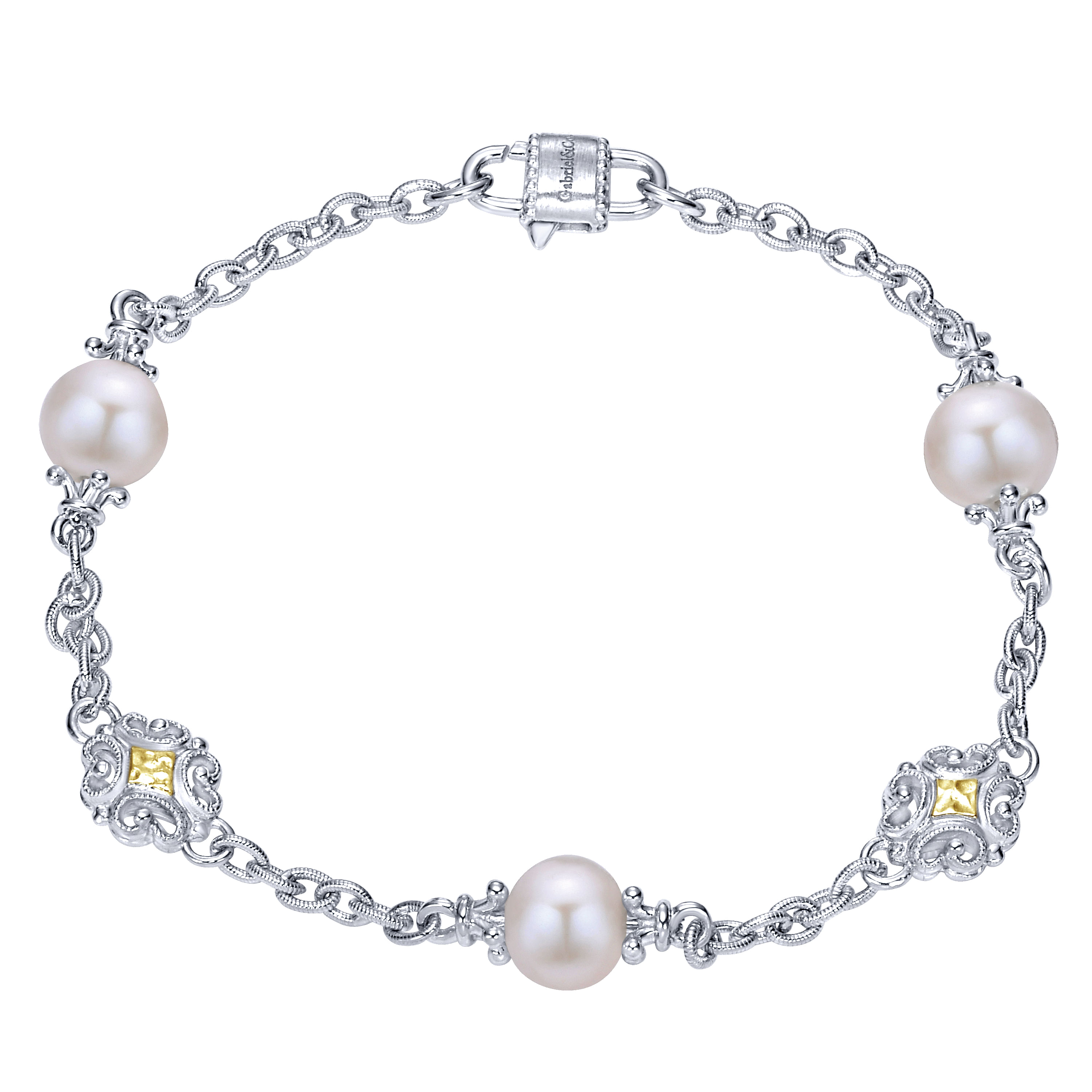 925 Silver/18k Yellow Gold Pearl Chain 925 Silver/18k Yellow Gold Pearl Chain