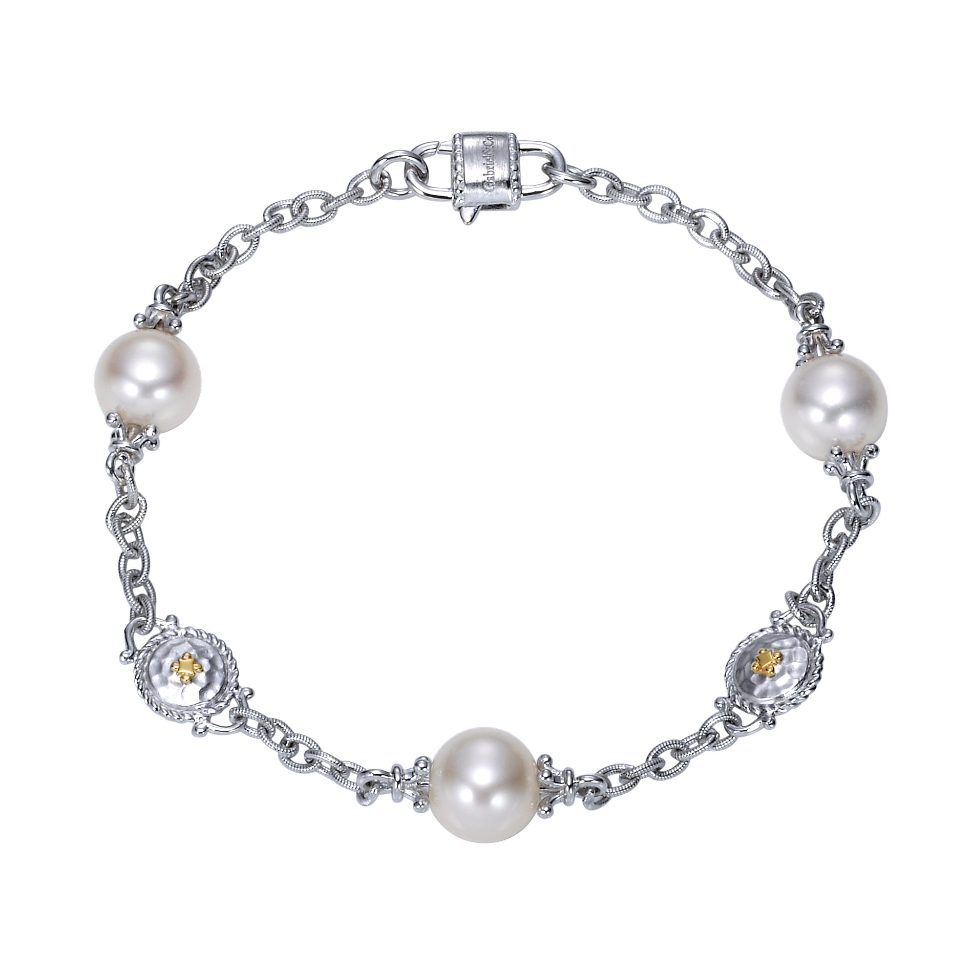 925 Silver/18k Yellow Gold Pearl Chain 925 Silver/18k Yellow Gold Pearl Chain