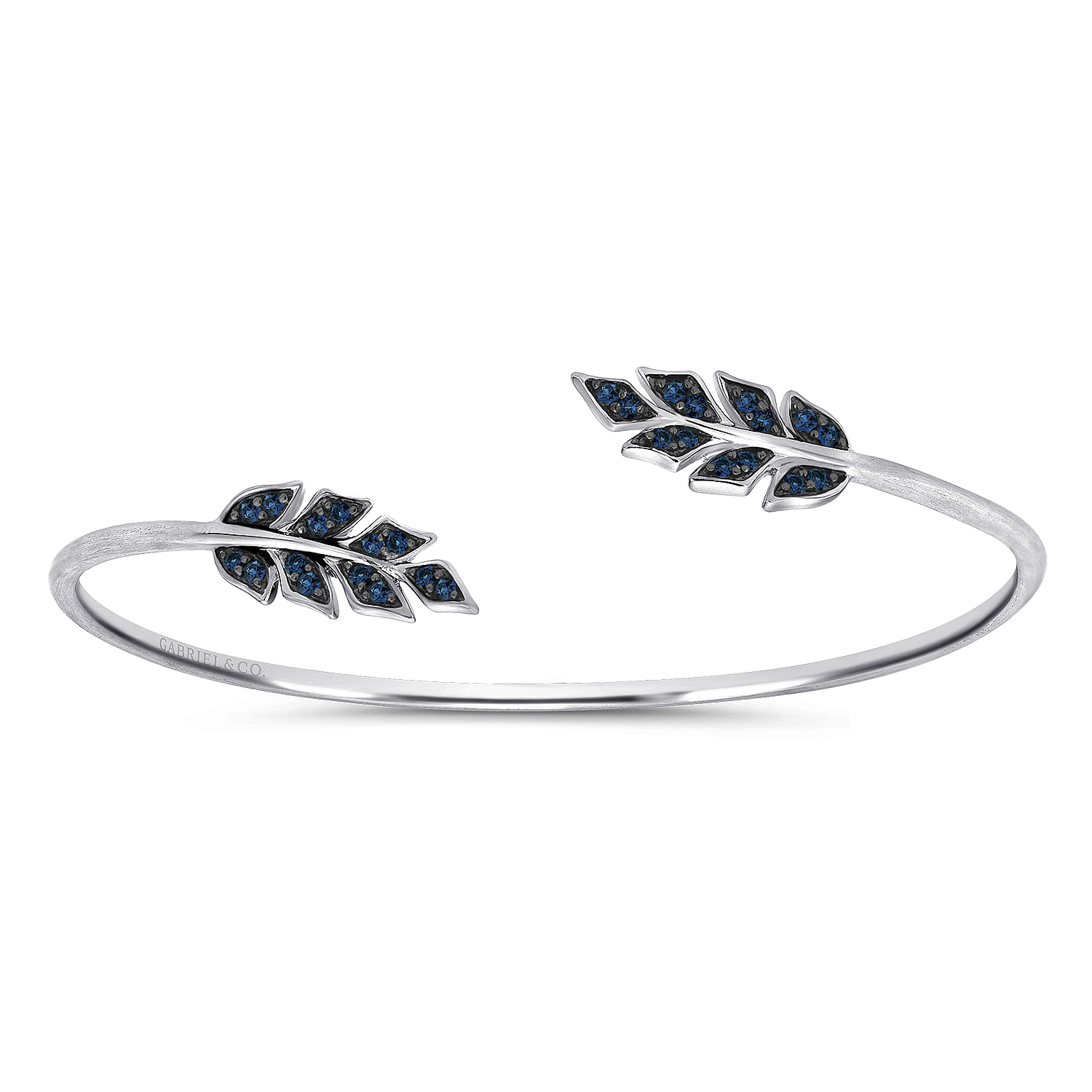 925 Silver And Pavé Sapphire Leaf 925 Silver And Pavé Sapphire Leaf