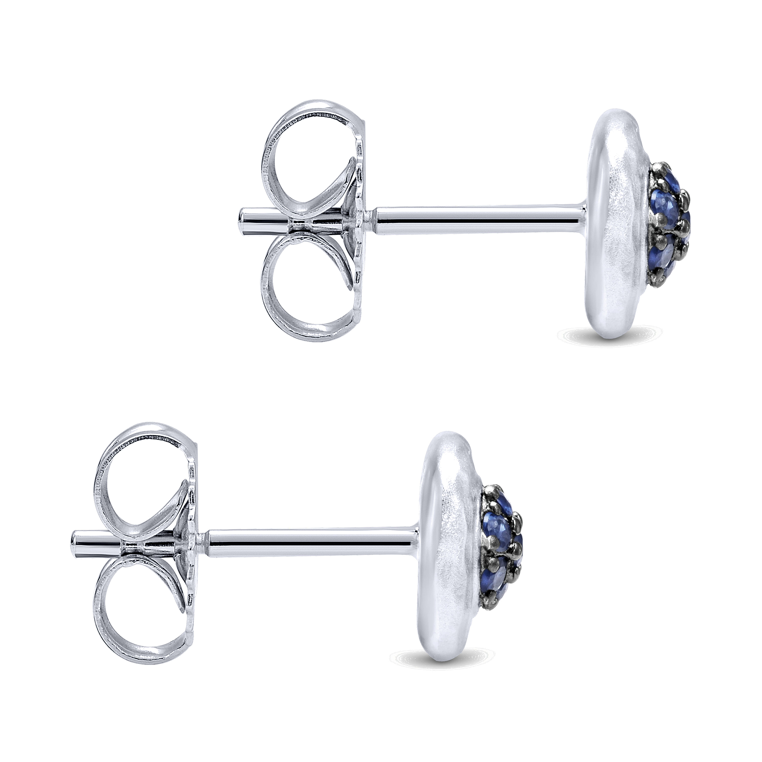 925 Silver And Pavé Sapphire Stud Earrings angle 3 925 Silver And Pavé Sapphire Stud Earrings angle 3